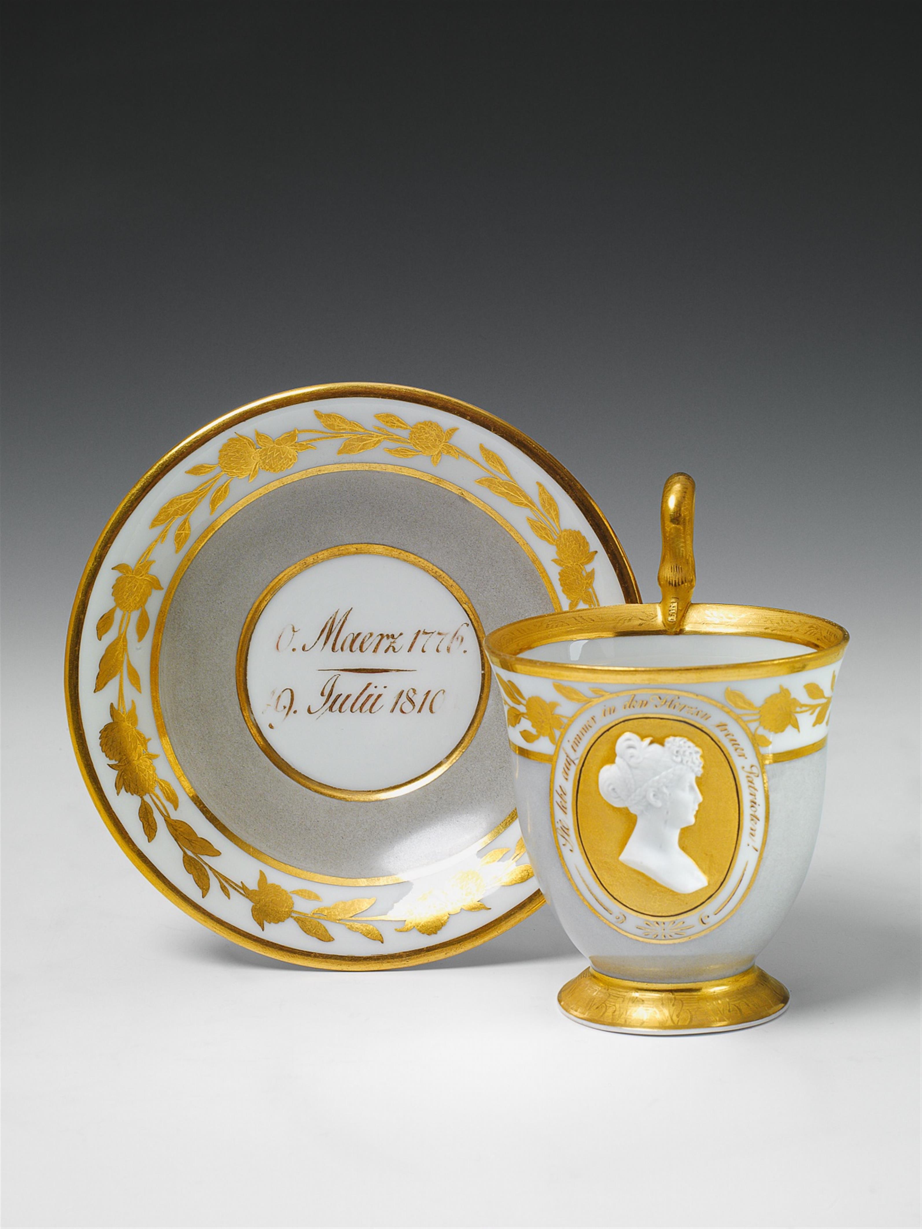 A Berlin KPM porcelain cup commemorating Princess Luise. - image-1