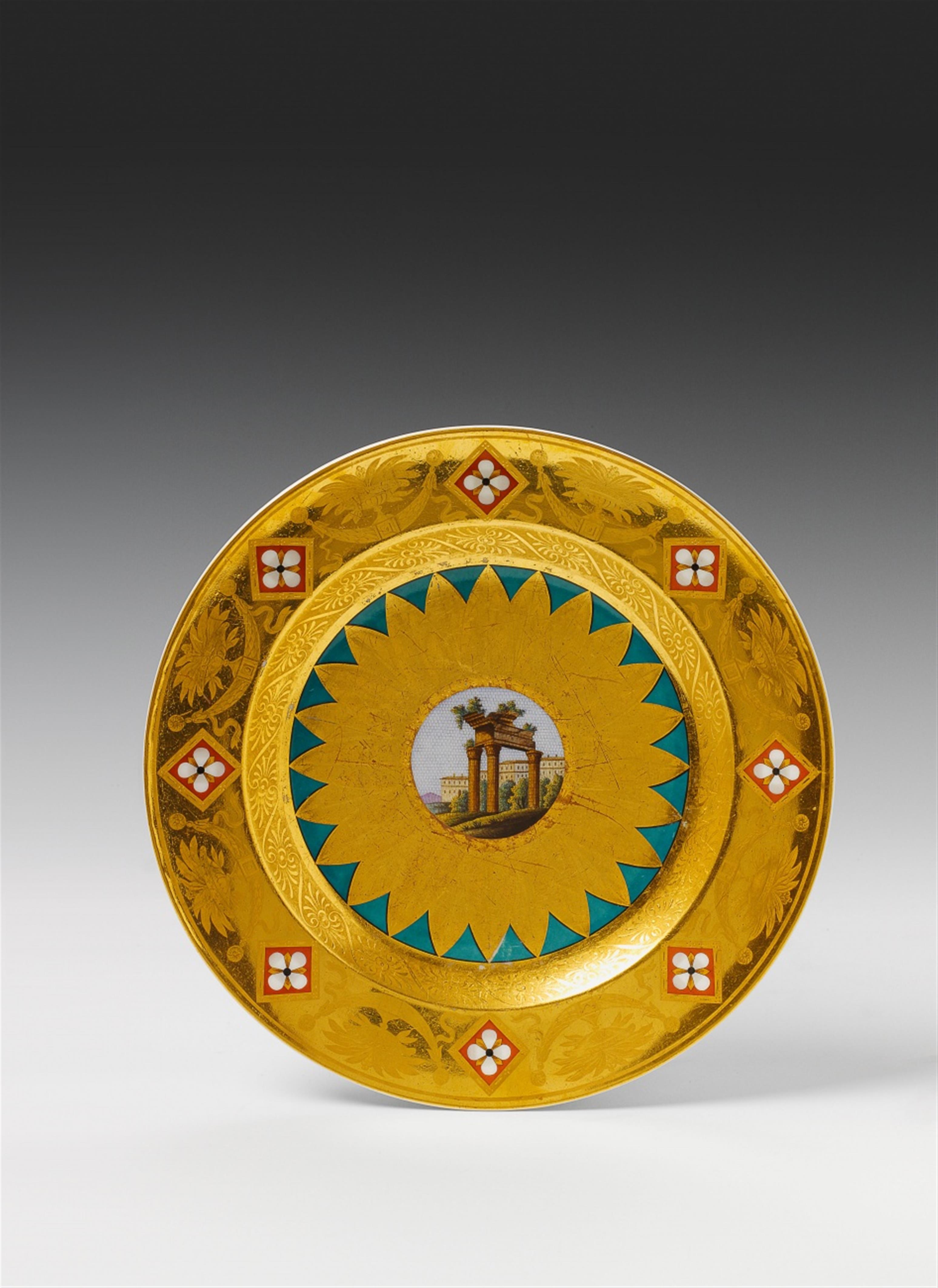 A Berlin KPM porcelain plate with decor imitating micro mosaic. - image-1