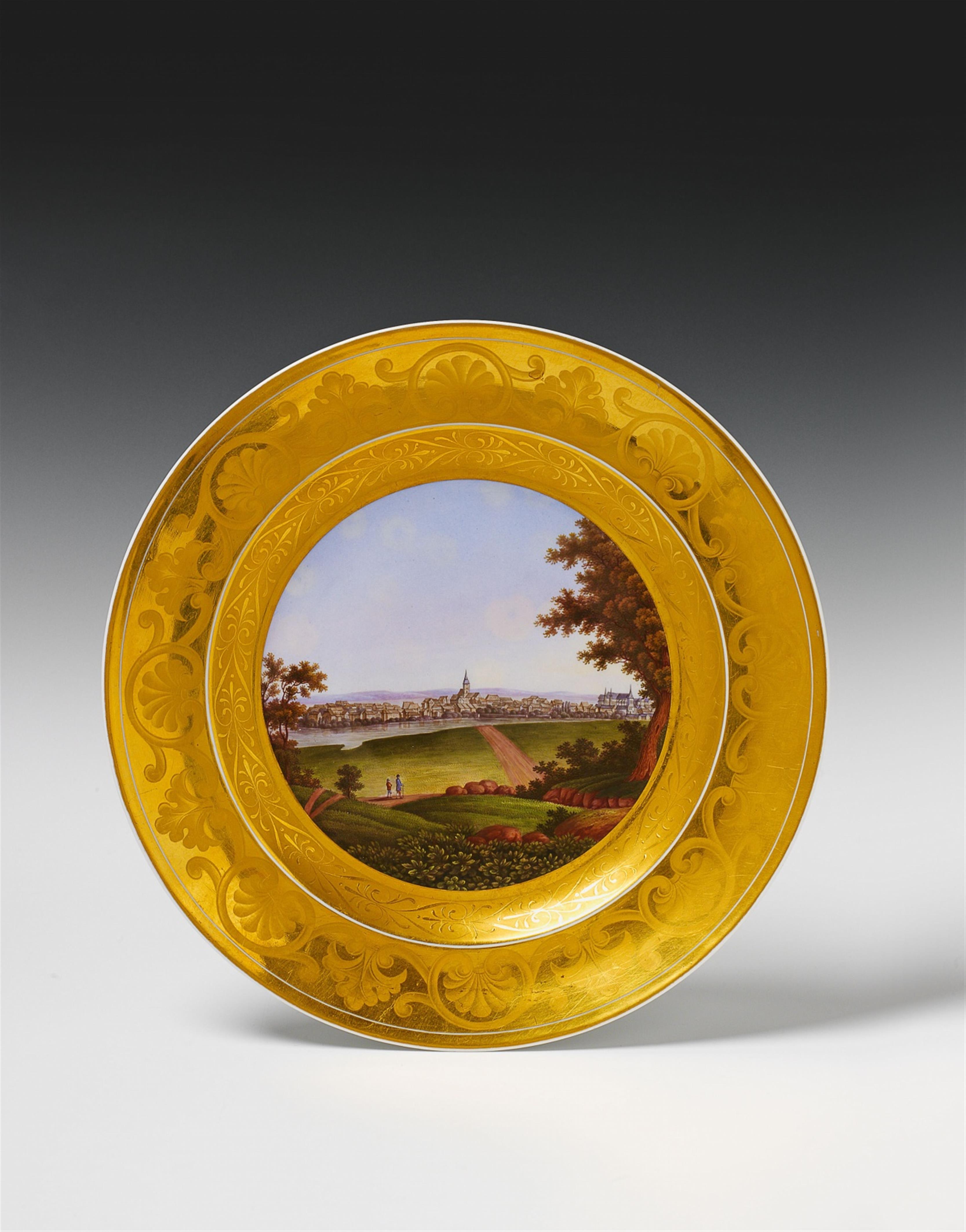 A Berlin KPM porcelain plate with a view of Schwerin. - image-1