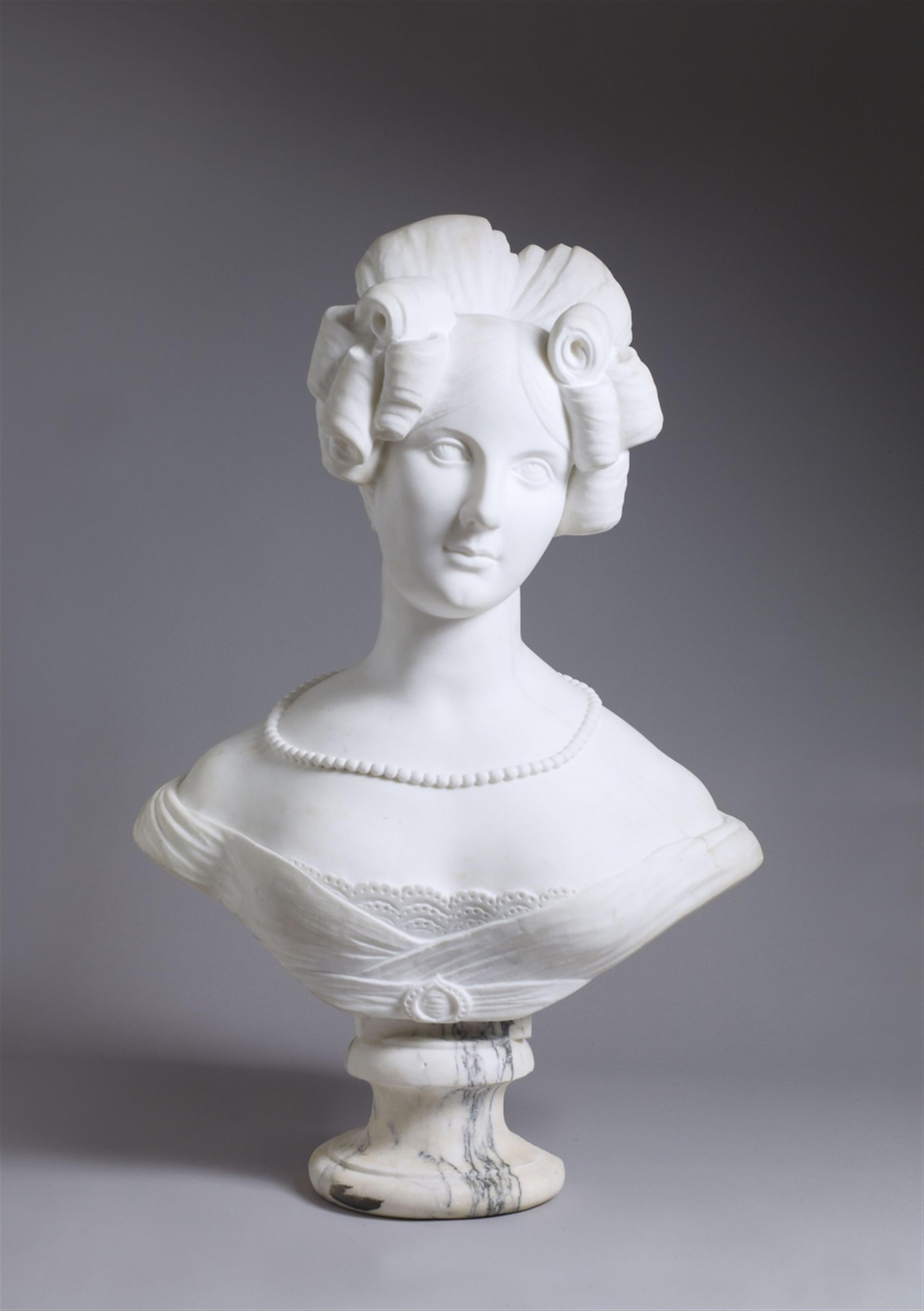 A white marble bust of Amalie Auguste of Saxony. - image-1