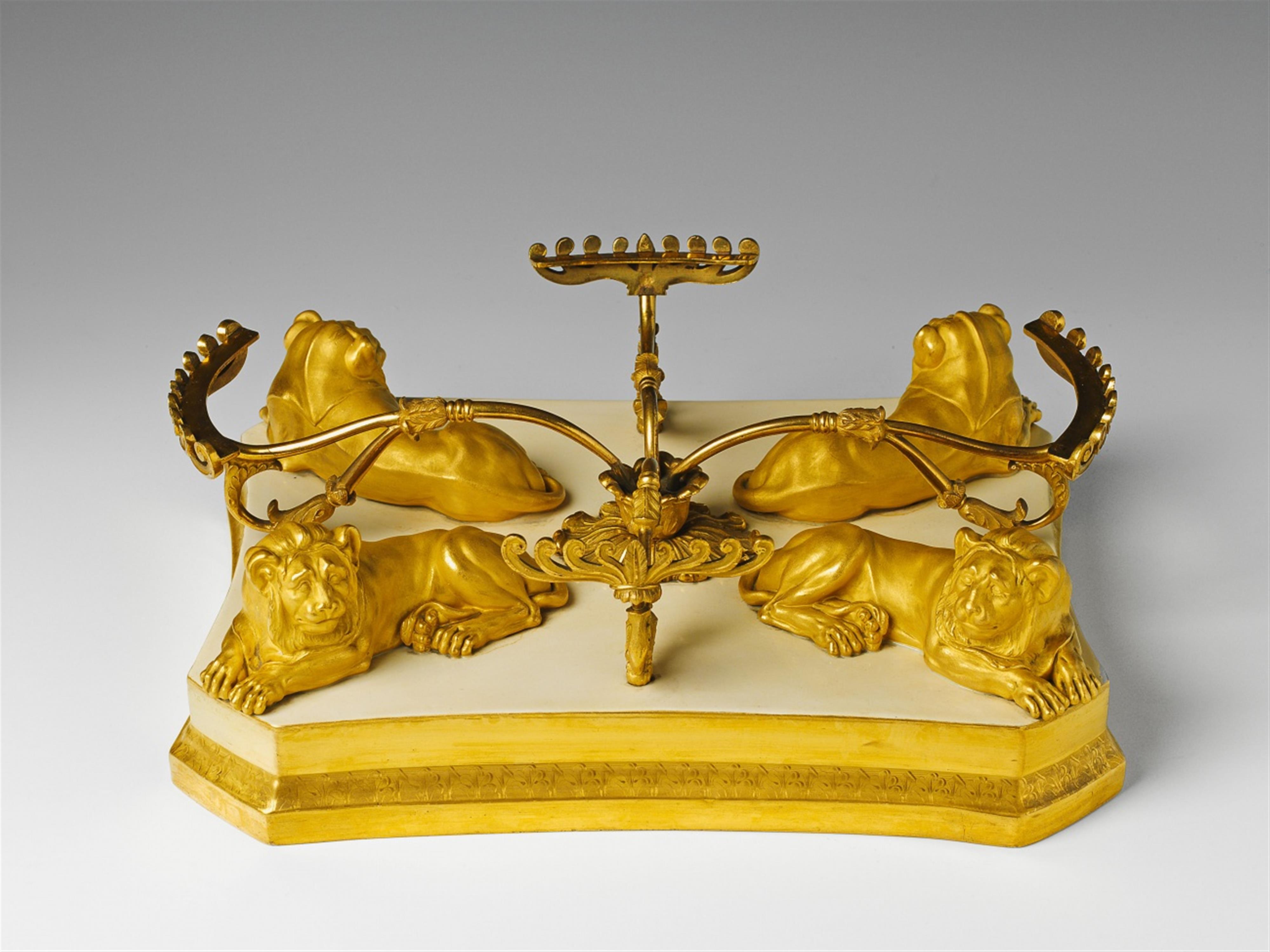 A pair of Berlin KPM neoclassical ormolu mounted porcelain table centrepieces. - image-4