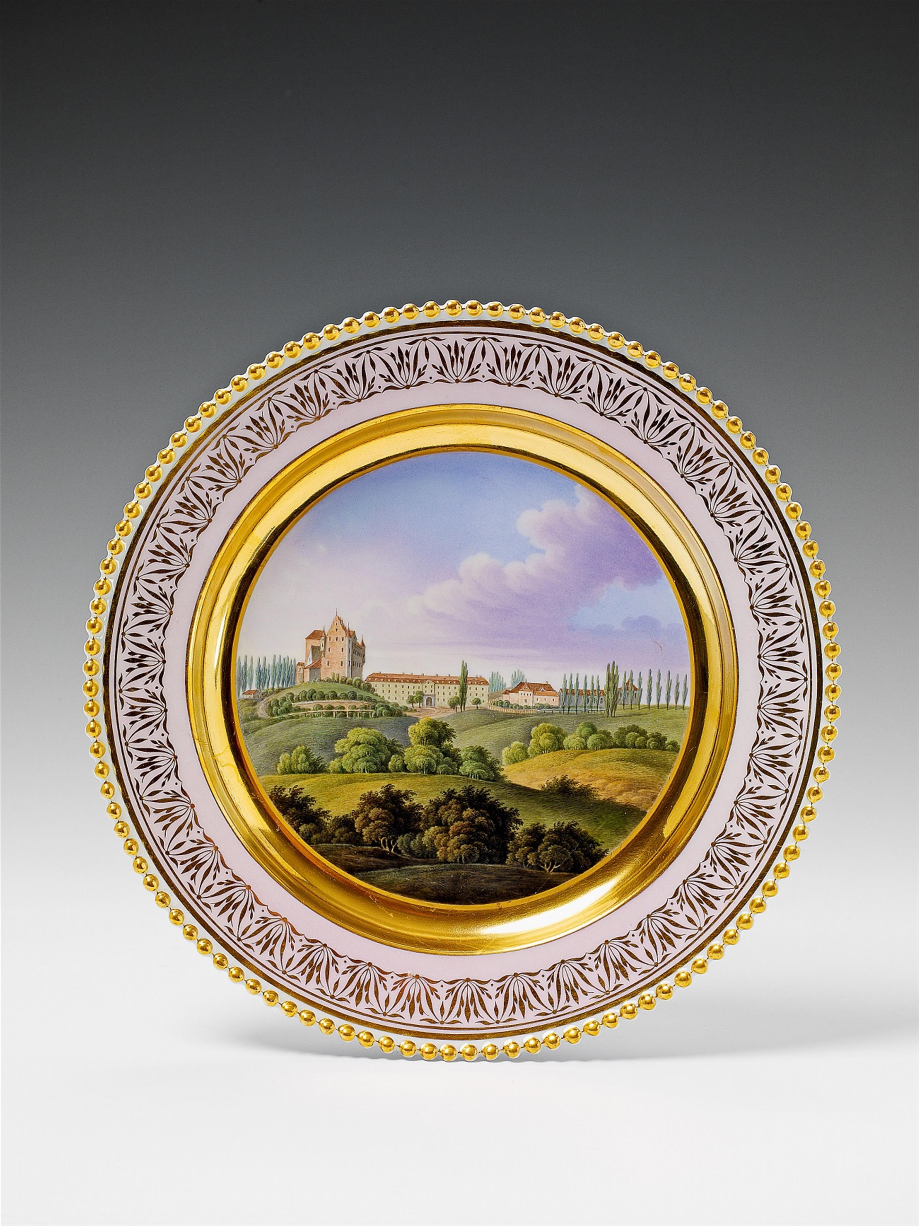 A Berlin KPM porcelain plate with a view of Taxis palace. - image-1