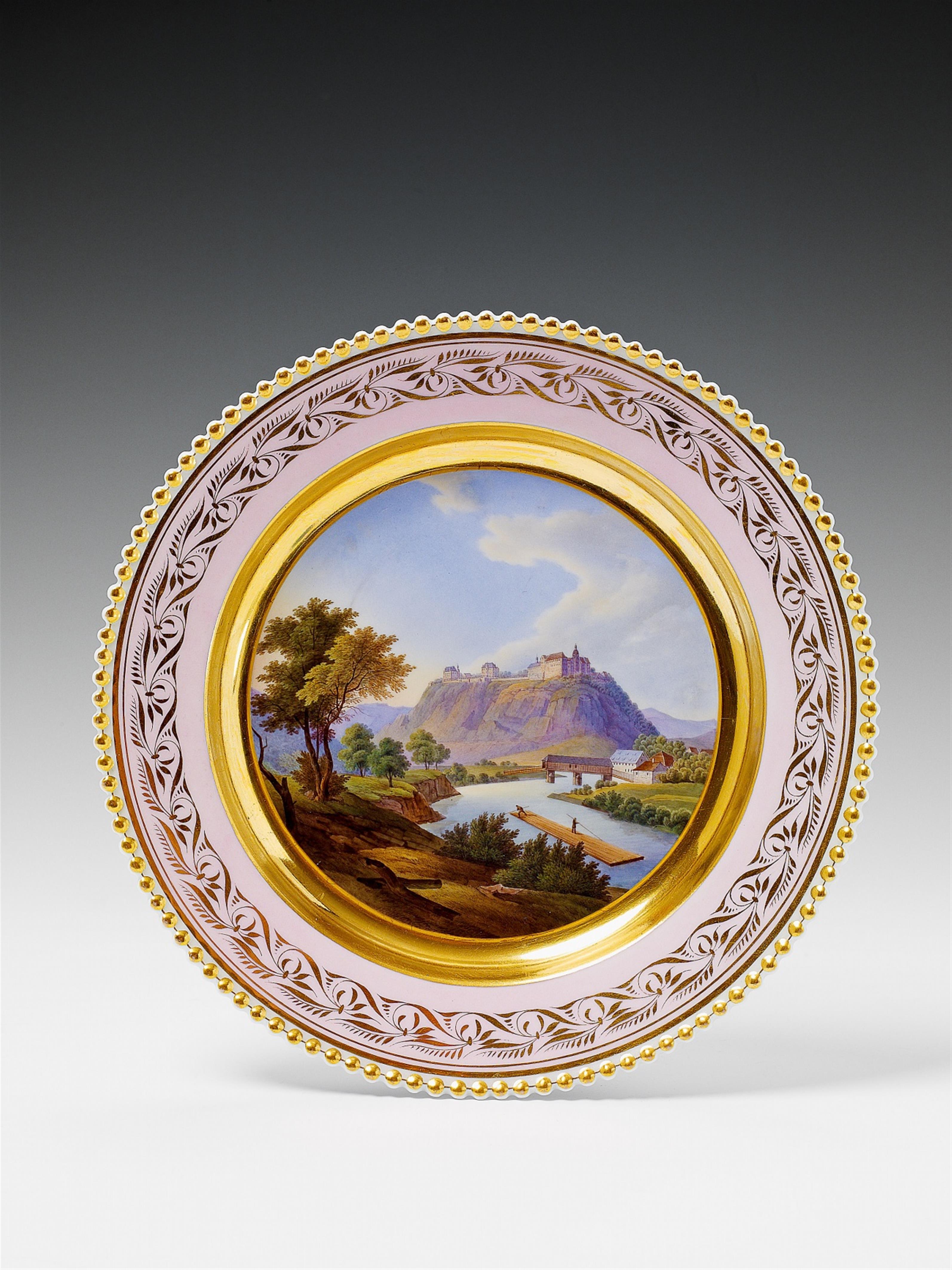 A Berlin KPM porcelain plate with a view of Dornburg. - image-1