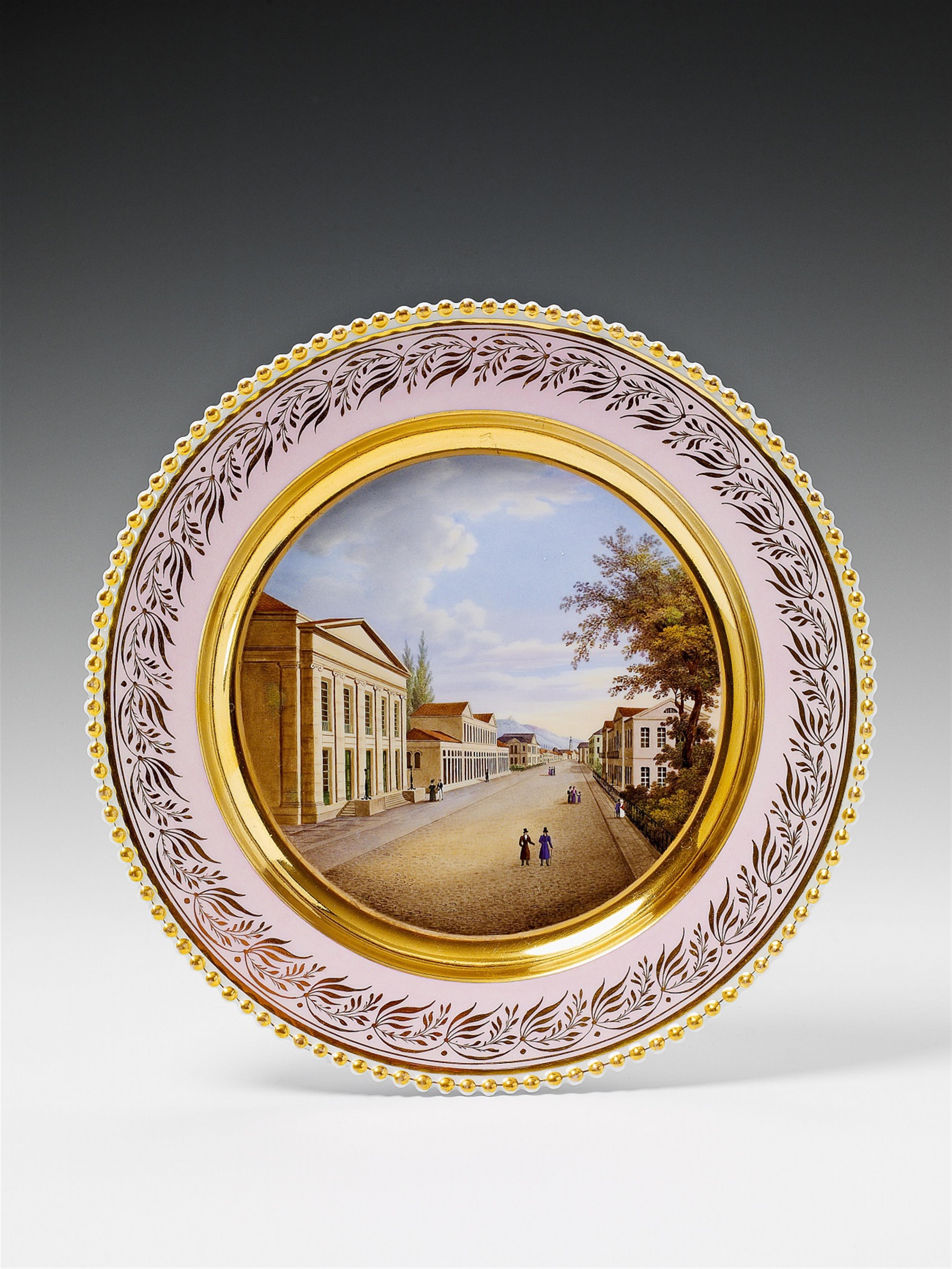 A Berlin KPM porcelain plate with a view of Meiningen. - image-1