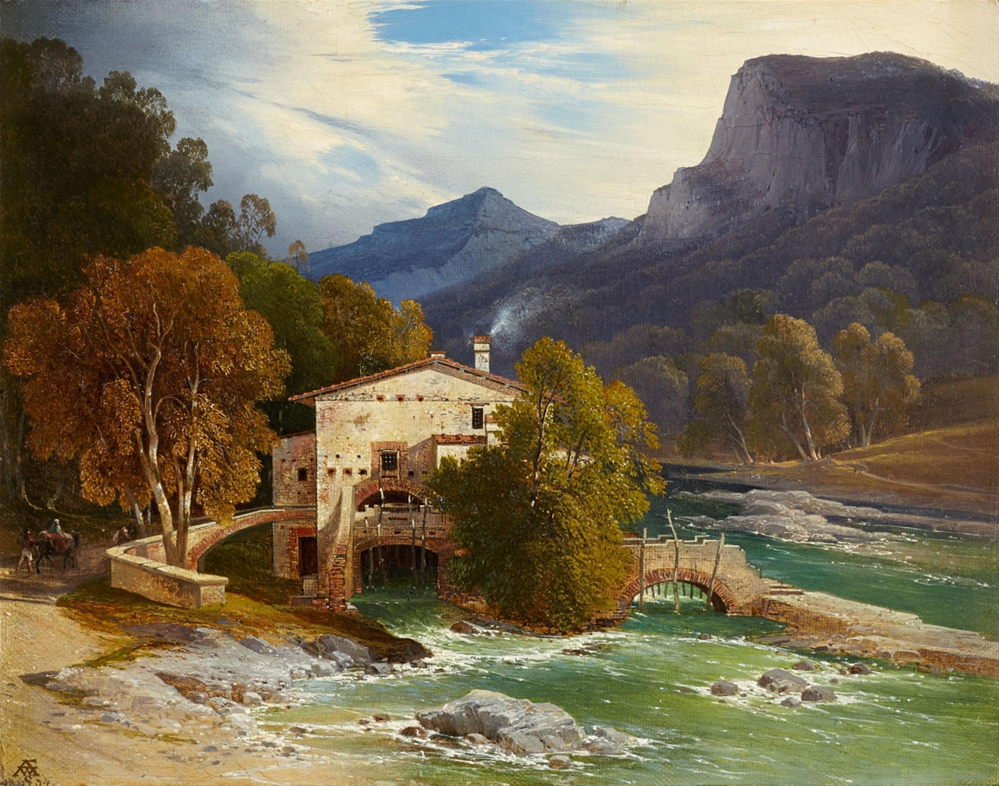 August Wilhelm Ferdinand Schirmer - A Southern Valley with a Water Mill - image-1