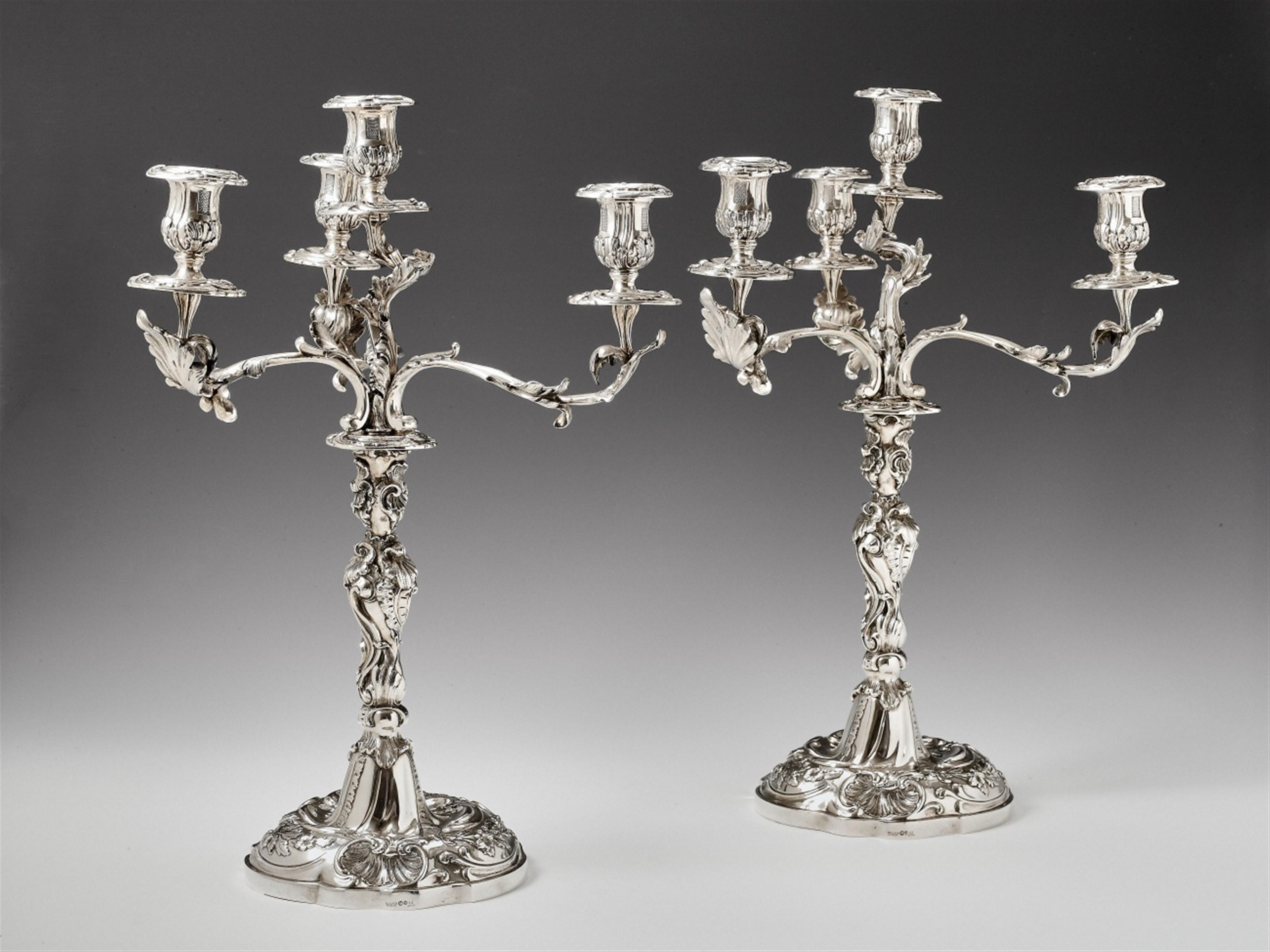 A pair of Berlin silver candelabra. Marks of Johann George Hossauer, 1842 - 47. - image-1