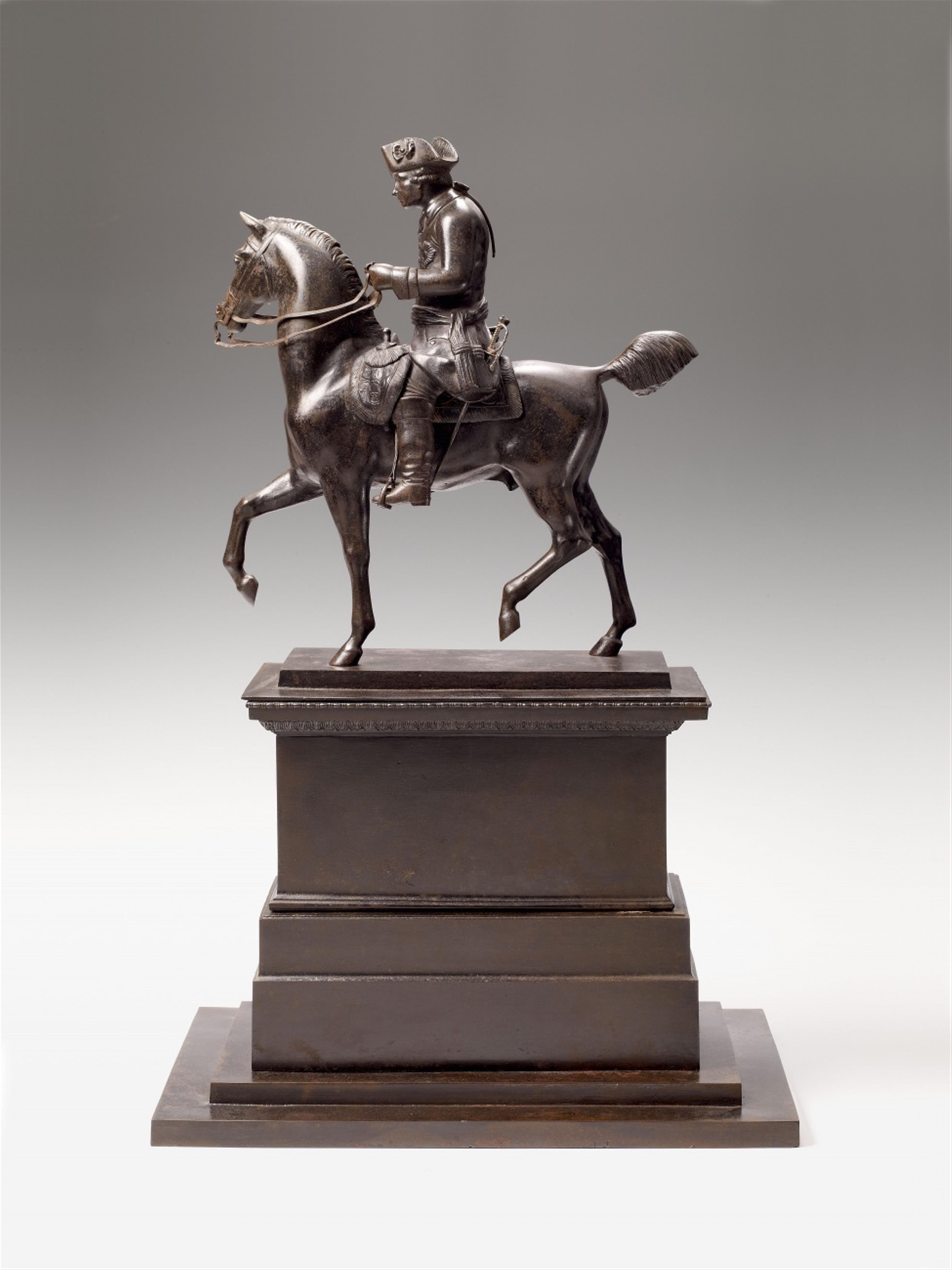 A black patinated cast iron equestrian statuette of Frederick II. - image-1