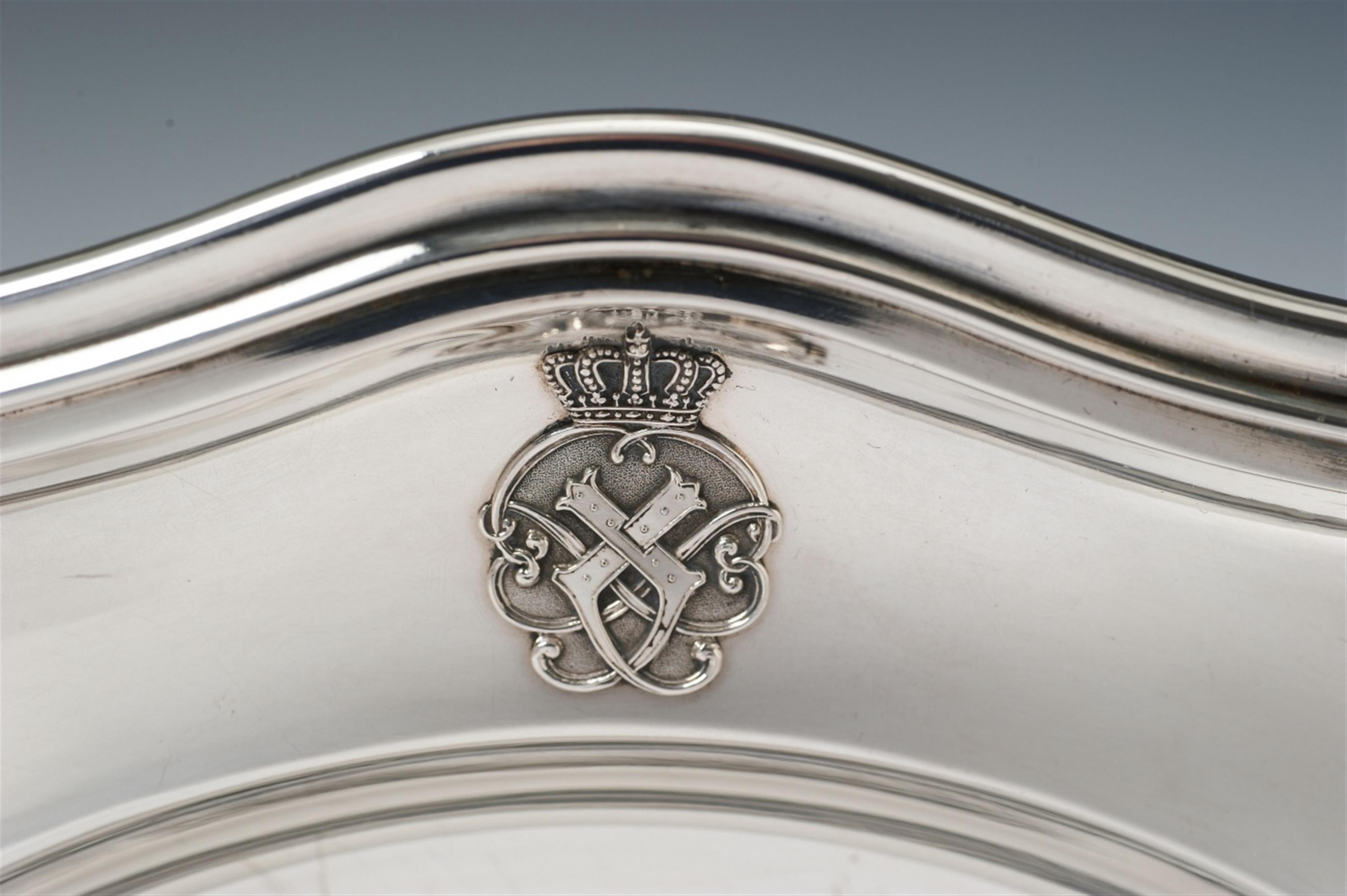 A set of six Berlin silver plates made for Duke Leopold IV Friedrich of Anhalt-Dessau. Monogrammed "L" beneath a Ducal crown to the rim. Marks of Johann George Hossauer, ca. 1850. - image-2