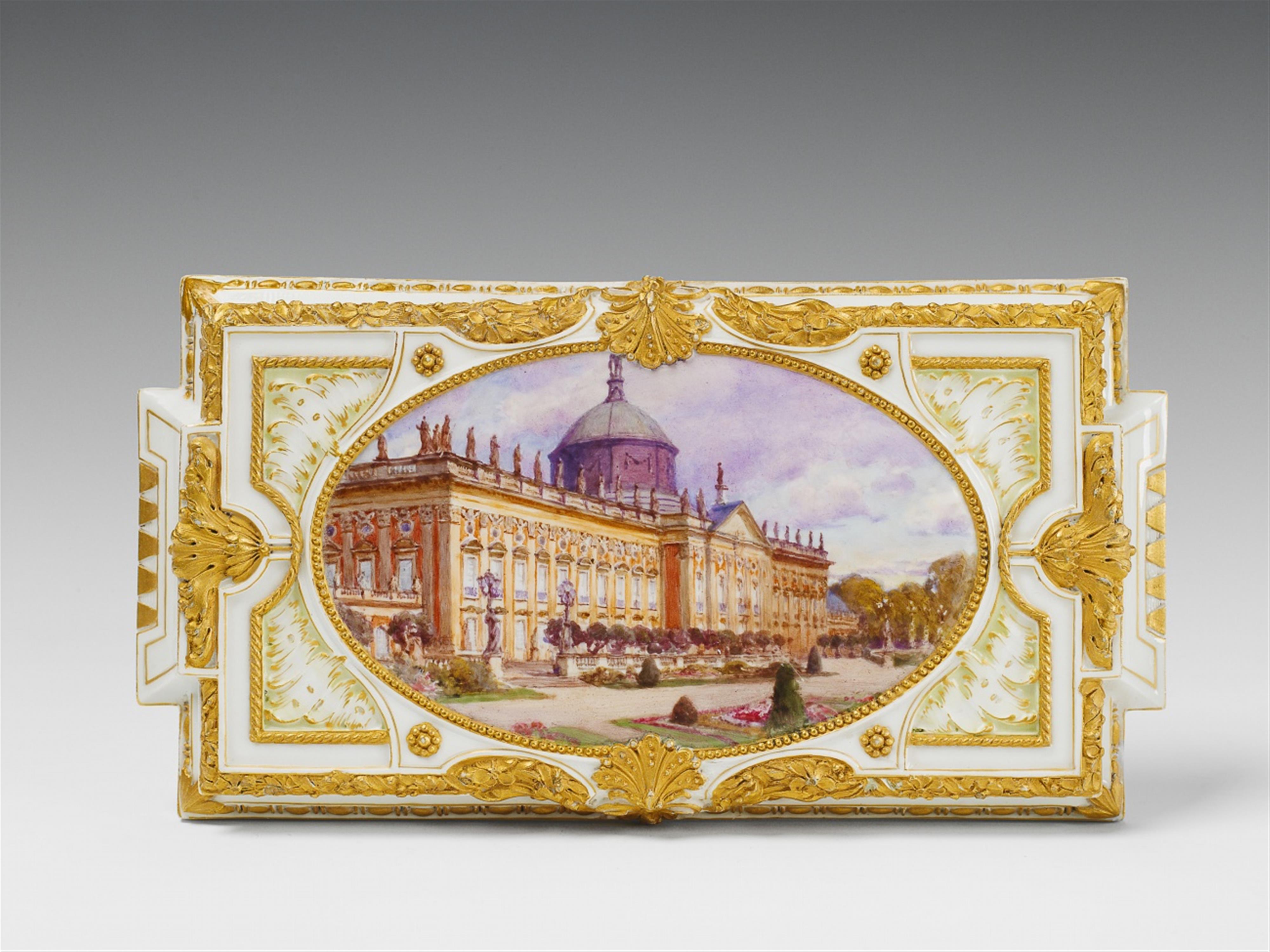 A Berlin KPM porcelain paperweight with a depiction of the Neue Palais in Berlin. - image-1