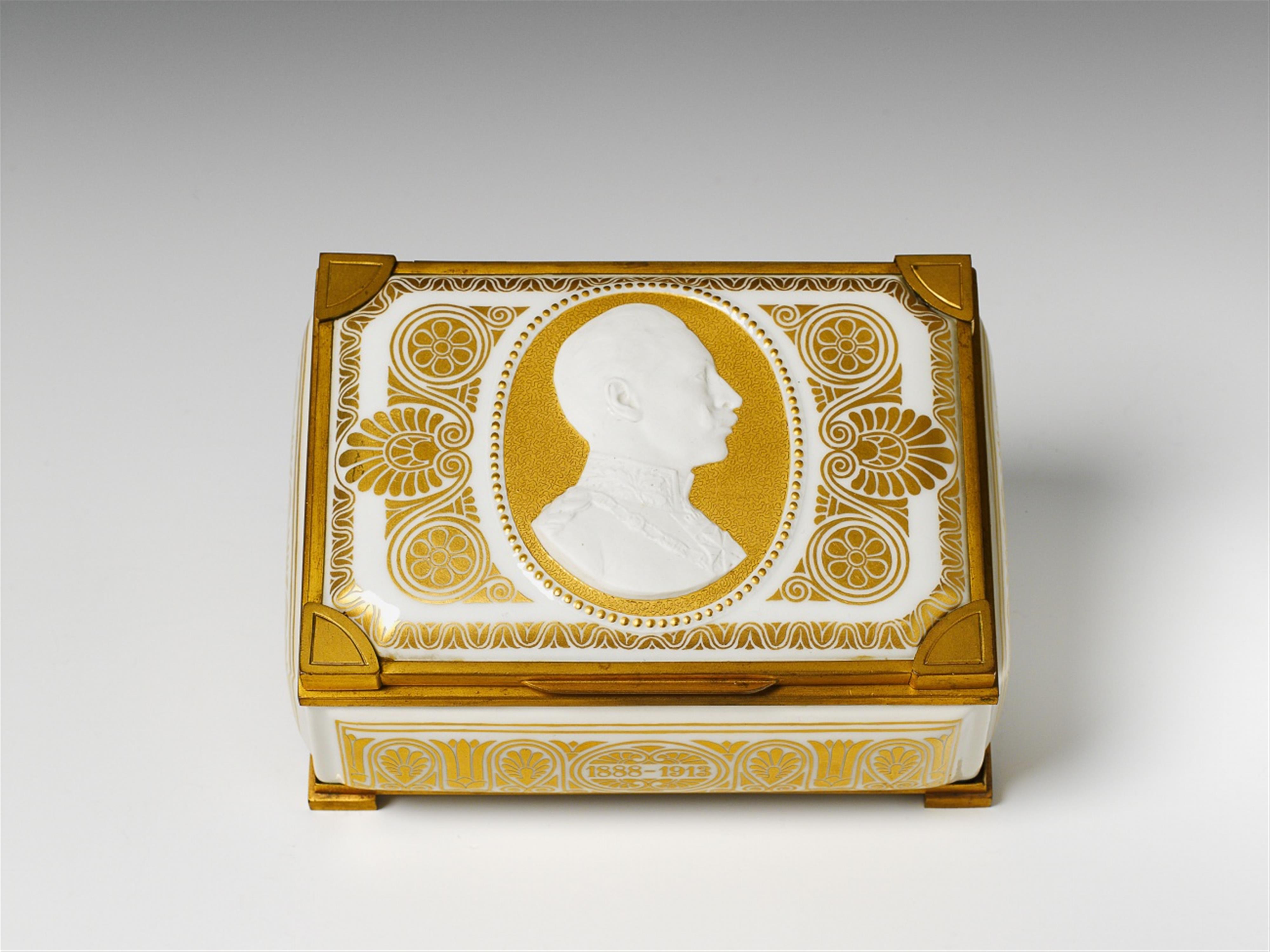 A Berlin KPM bronze-mounted porcelain box commemorating the Jubilee of William II. - image-1