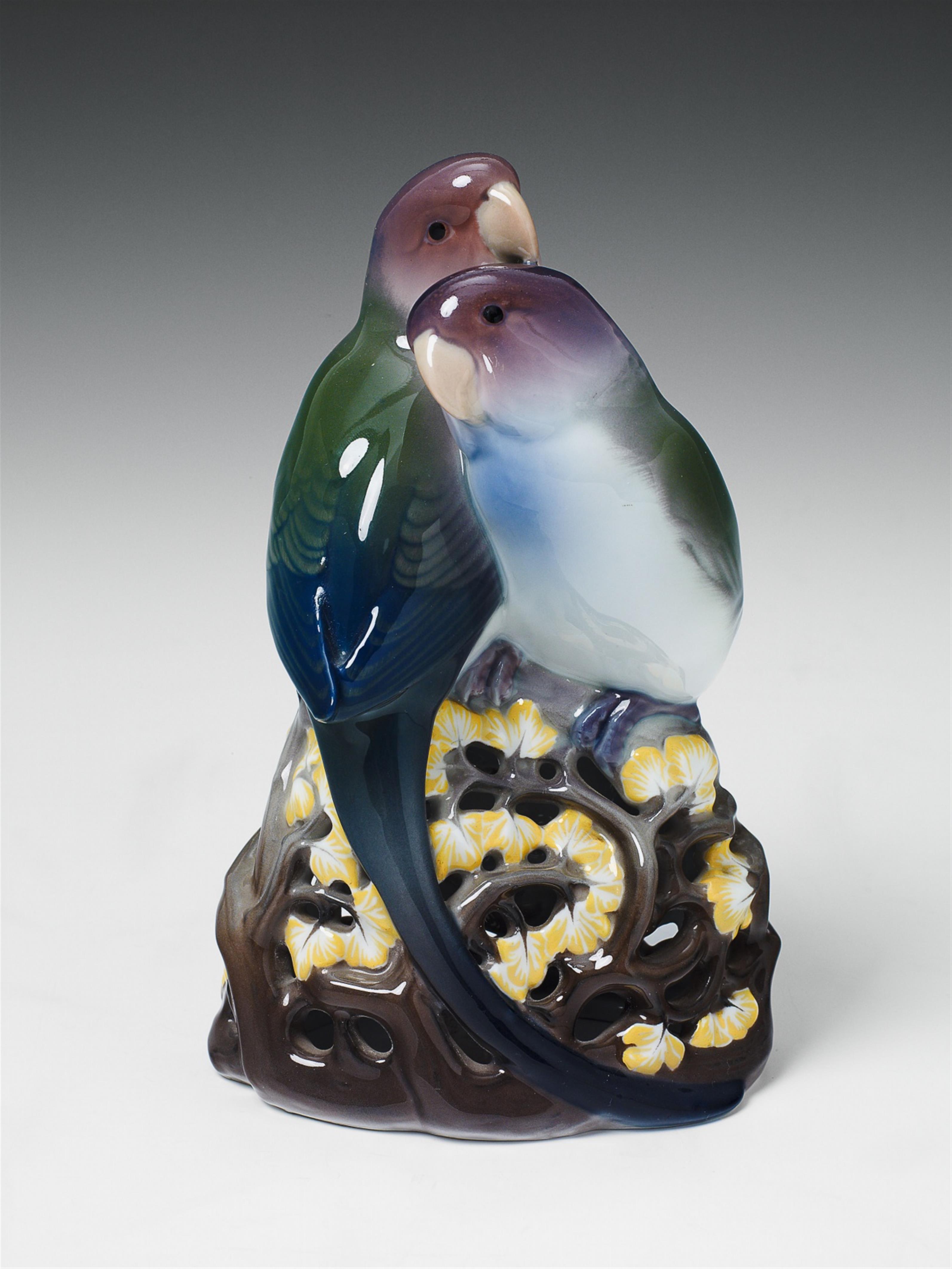 A pair of Berlin KPM porcelain lovebirds. - image-1