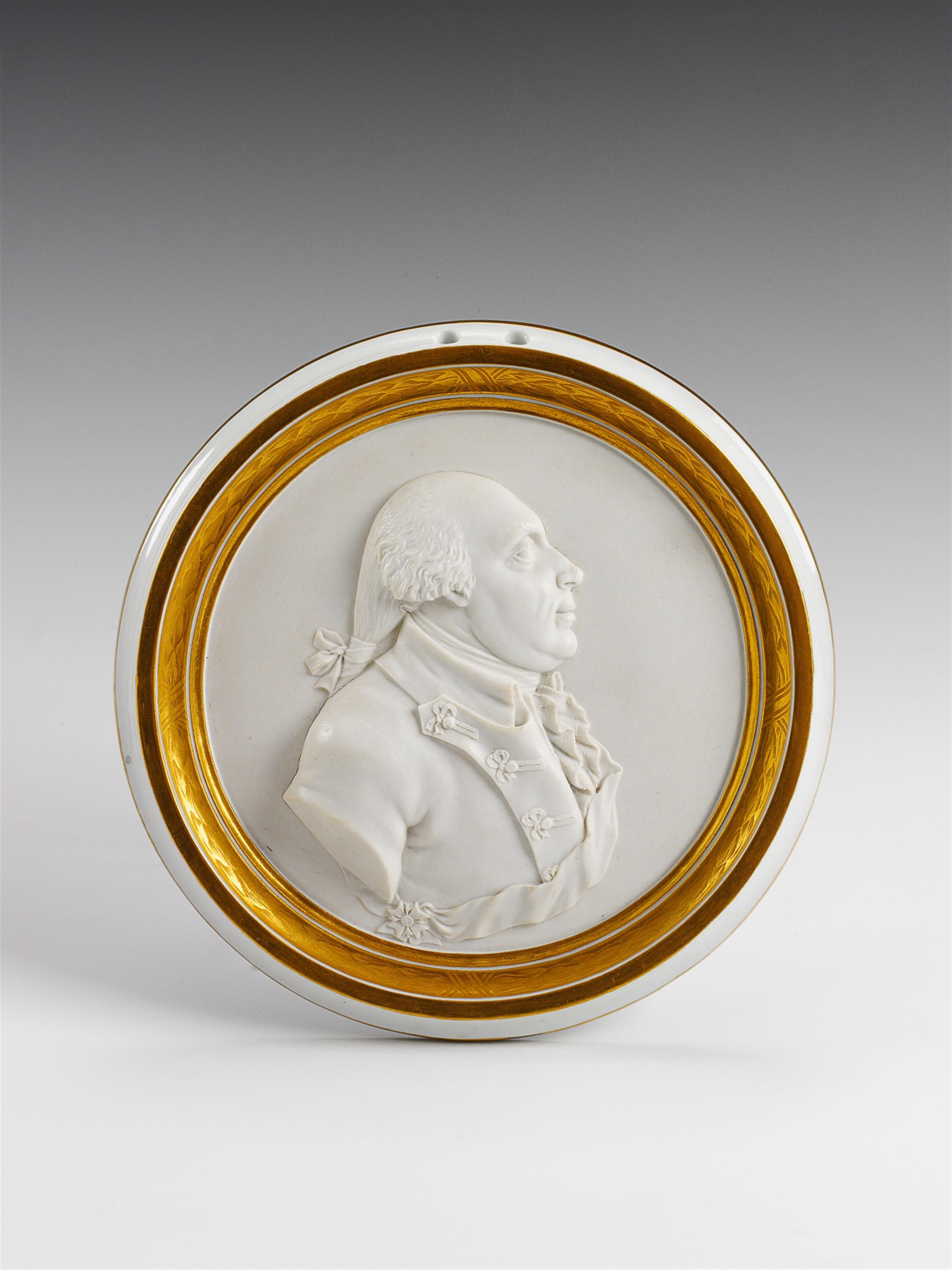 A large Berlin KPM biscuit porcelain relief portrait of Frederick William II. - image-1