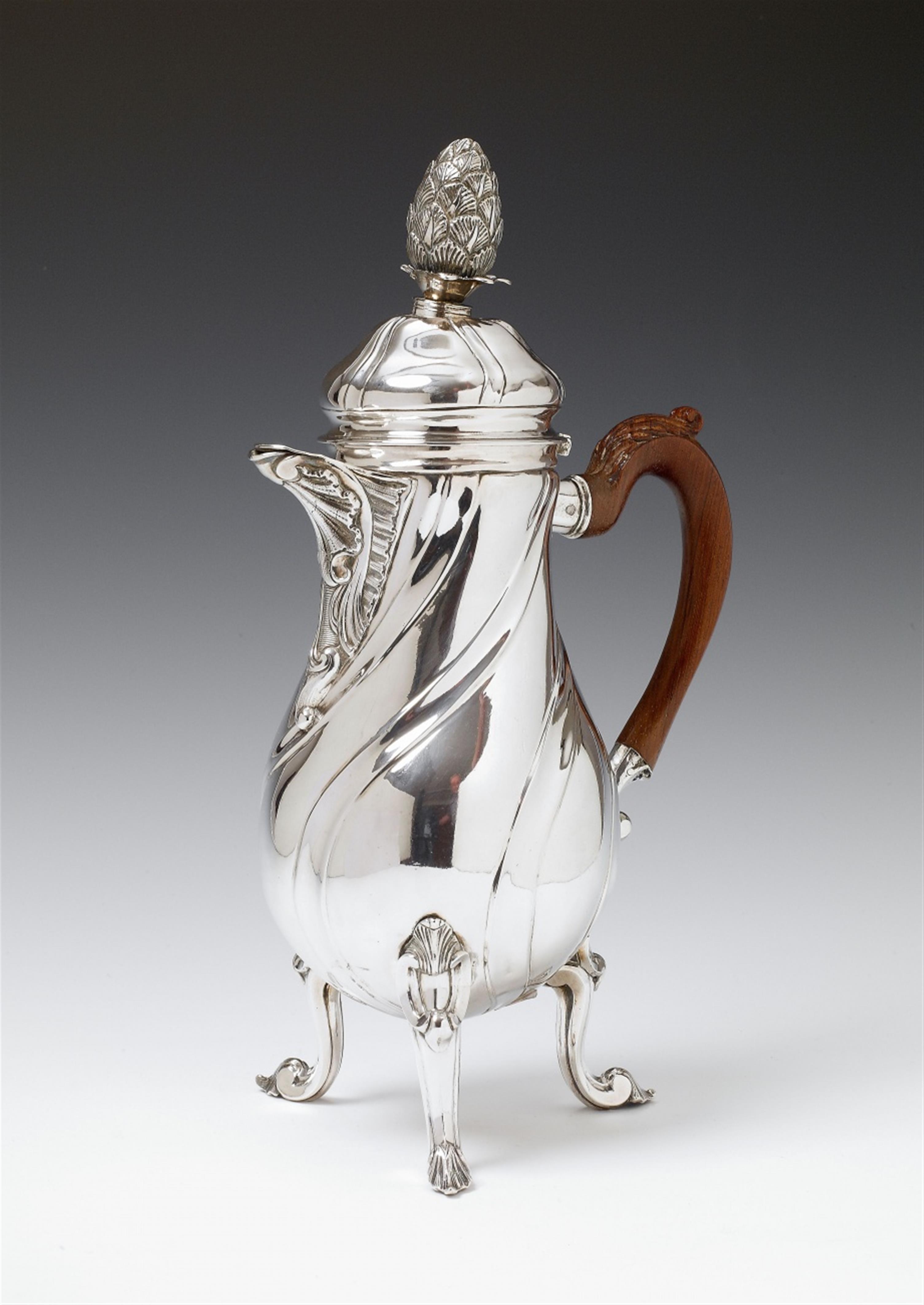 A large Ghent silver hot chocolate pot. Marks of Jacobus Vollaert, 1763. - image-1