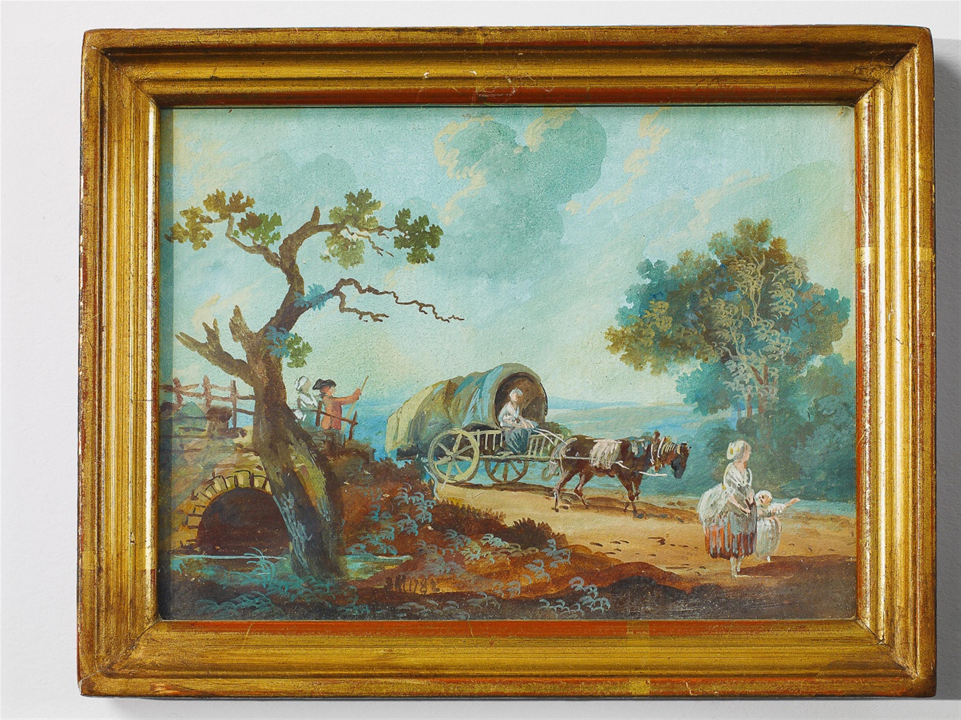Four small, French landscapes in the manner of Jean Baptiste Pillement. - image-2