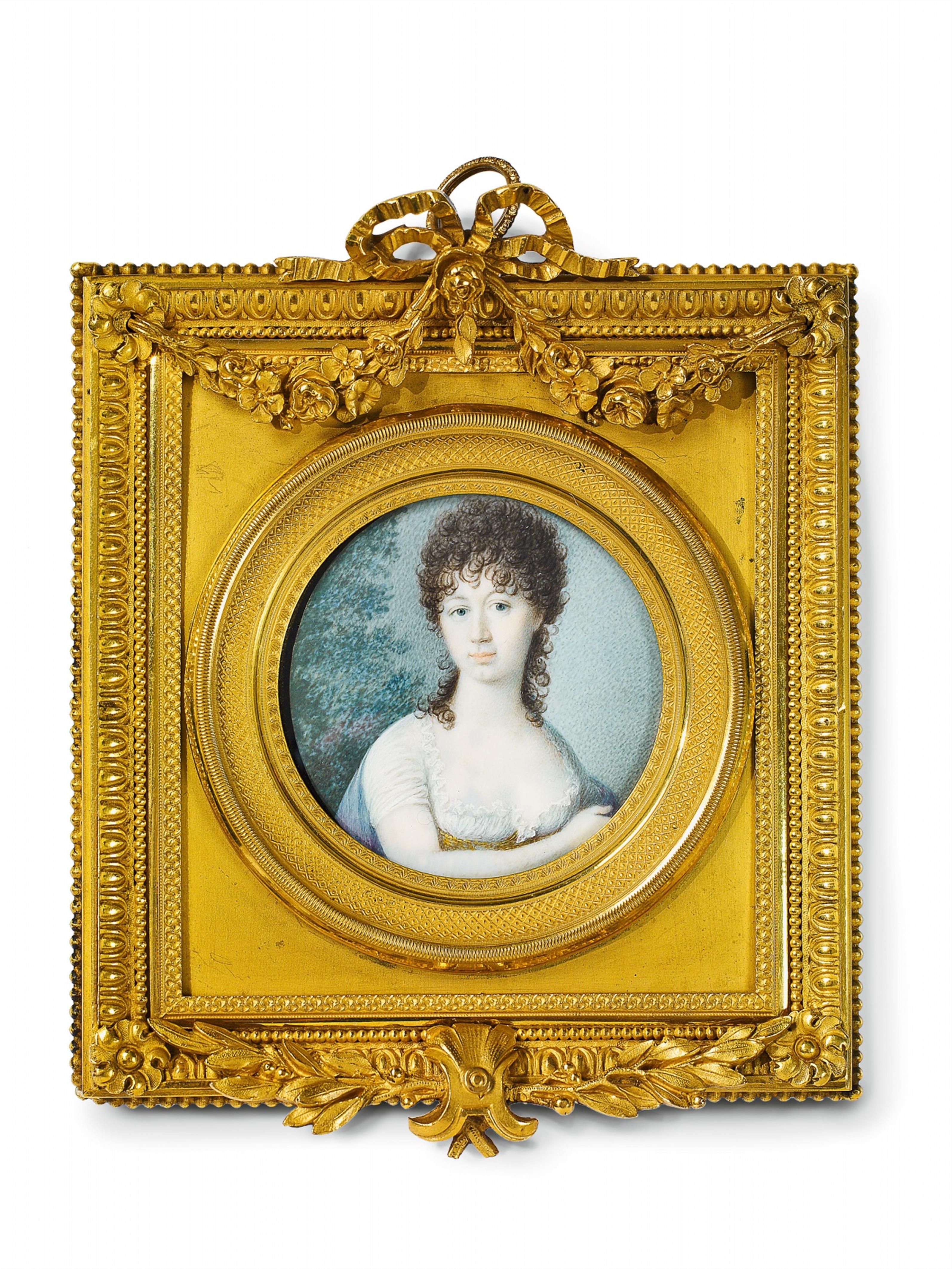 A French portrait of a lady in a white chemise. - image-1