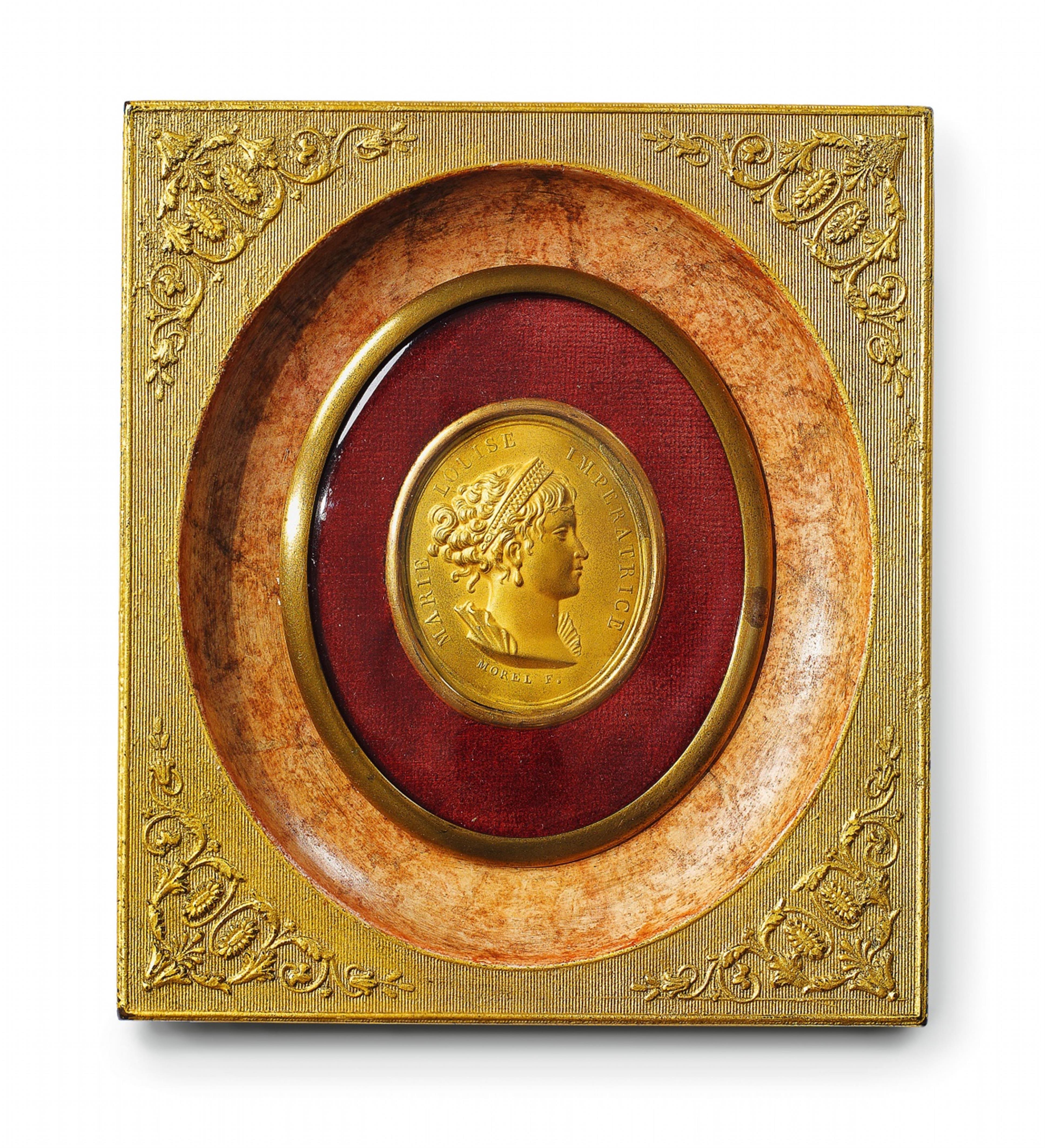 A French gilt bronze medallion portrait of Empress Marie Louise by Eugène Morel. - image-1
