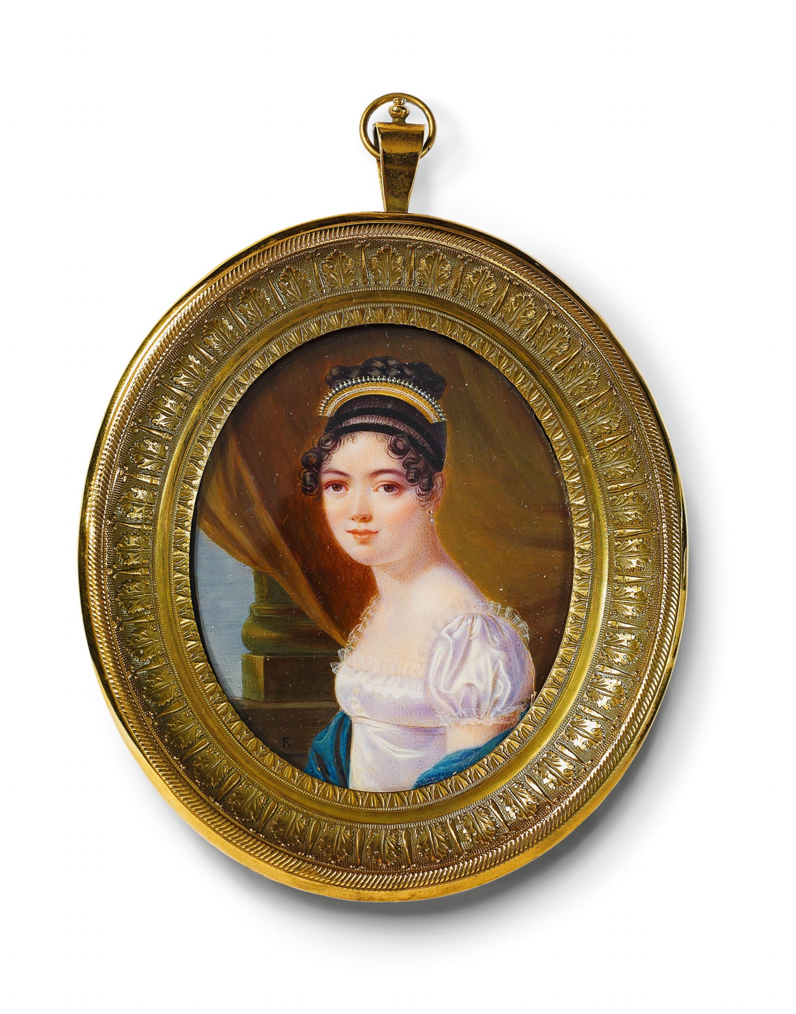 A probably French portrait of an Empire era lady with a tiara. - image-1