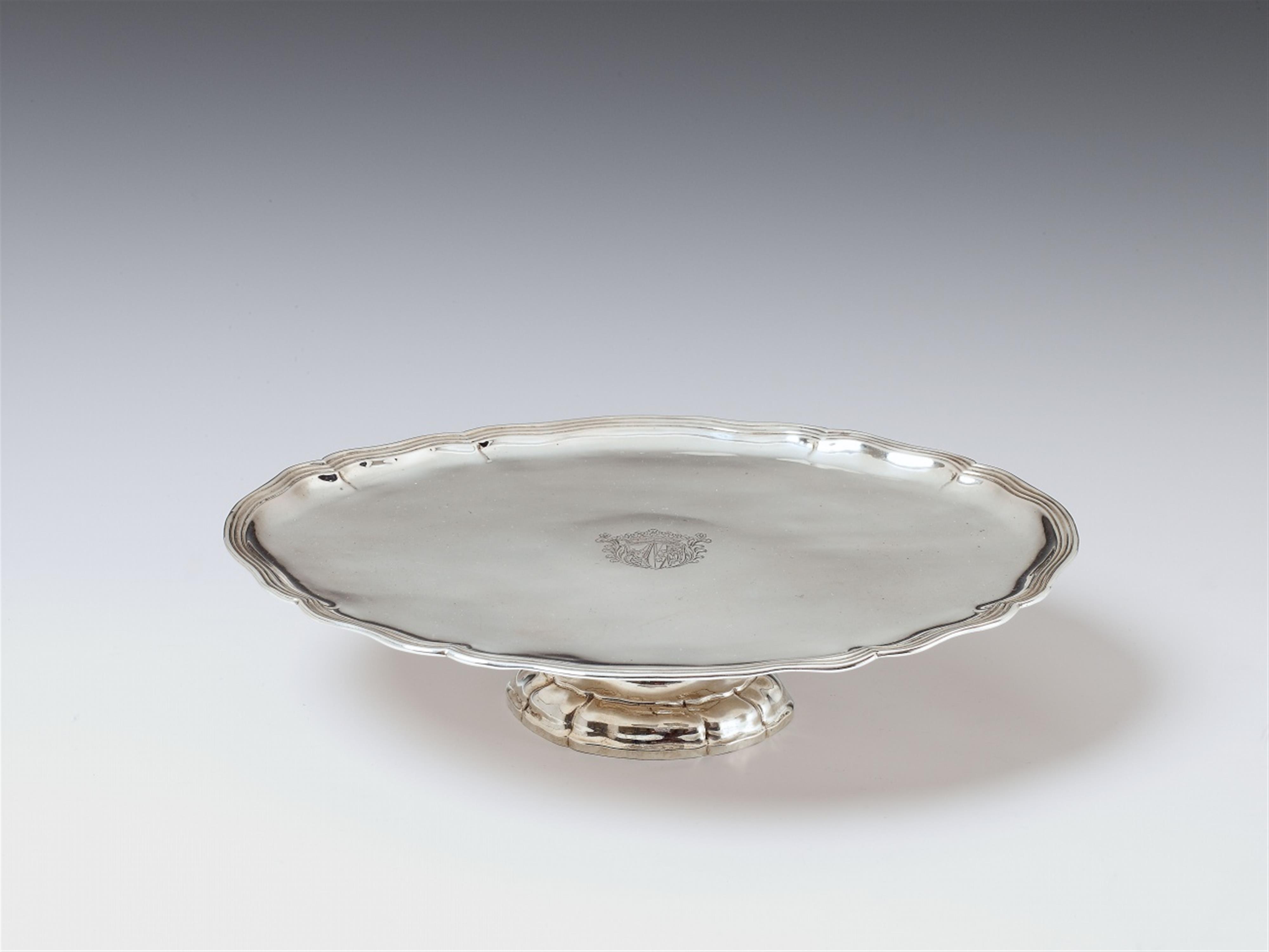 An Augsburg silver stembowl. Engraved to the centre with a crowned arms of alliance. Marks of Johann Conrad Lotter, 1749 - 51. - image-1