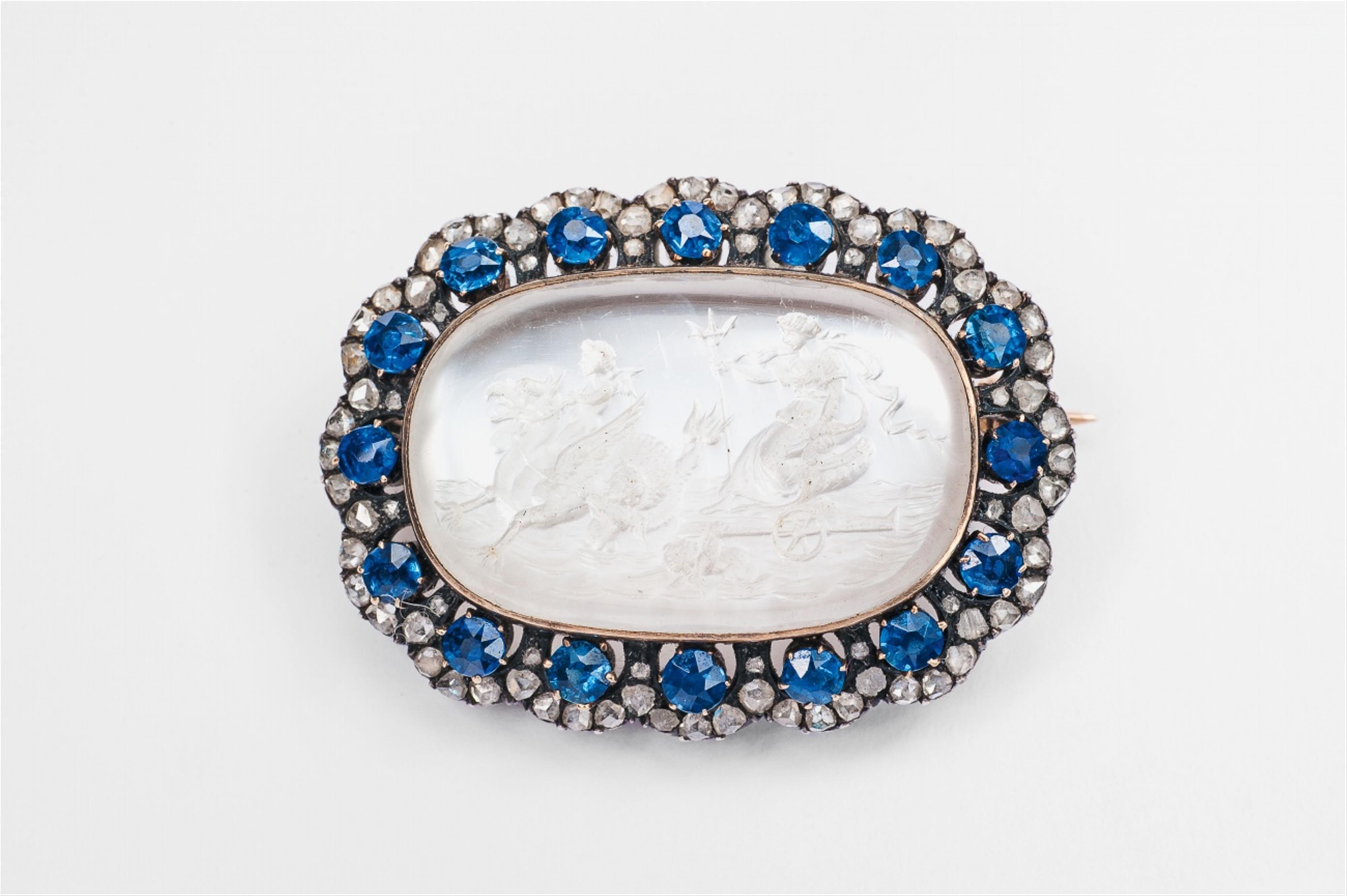 A Parisian 18k red gold and moonstone intagio brooch. - image-1