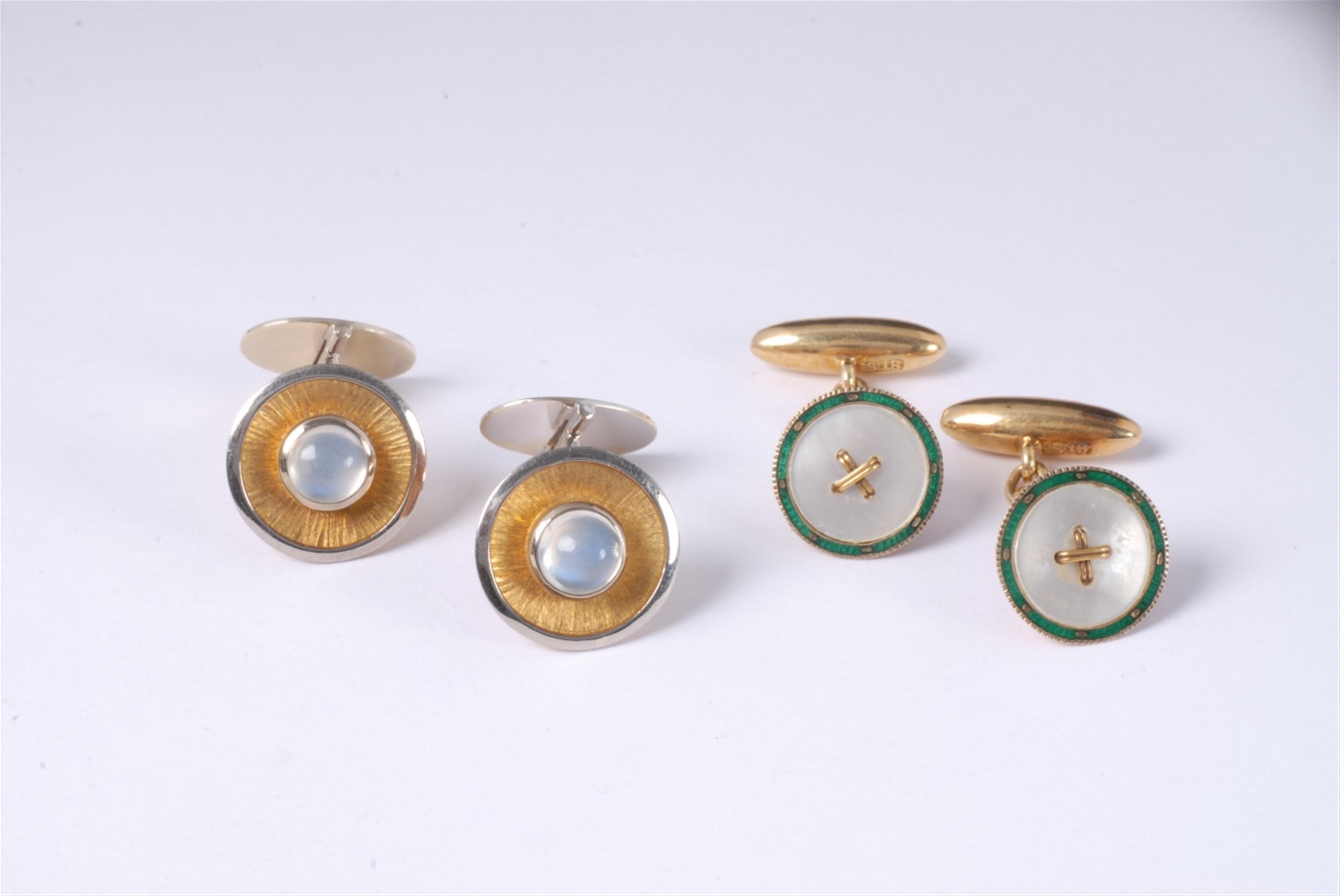 Two pairs of gold cufflinks. - image-1