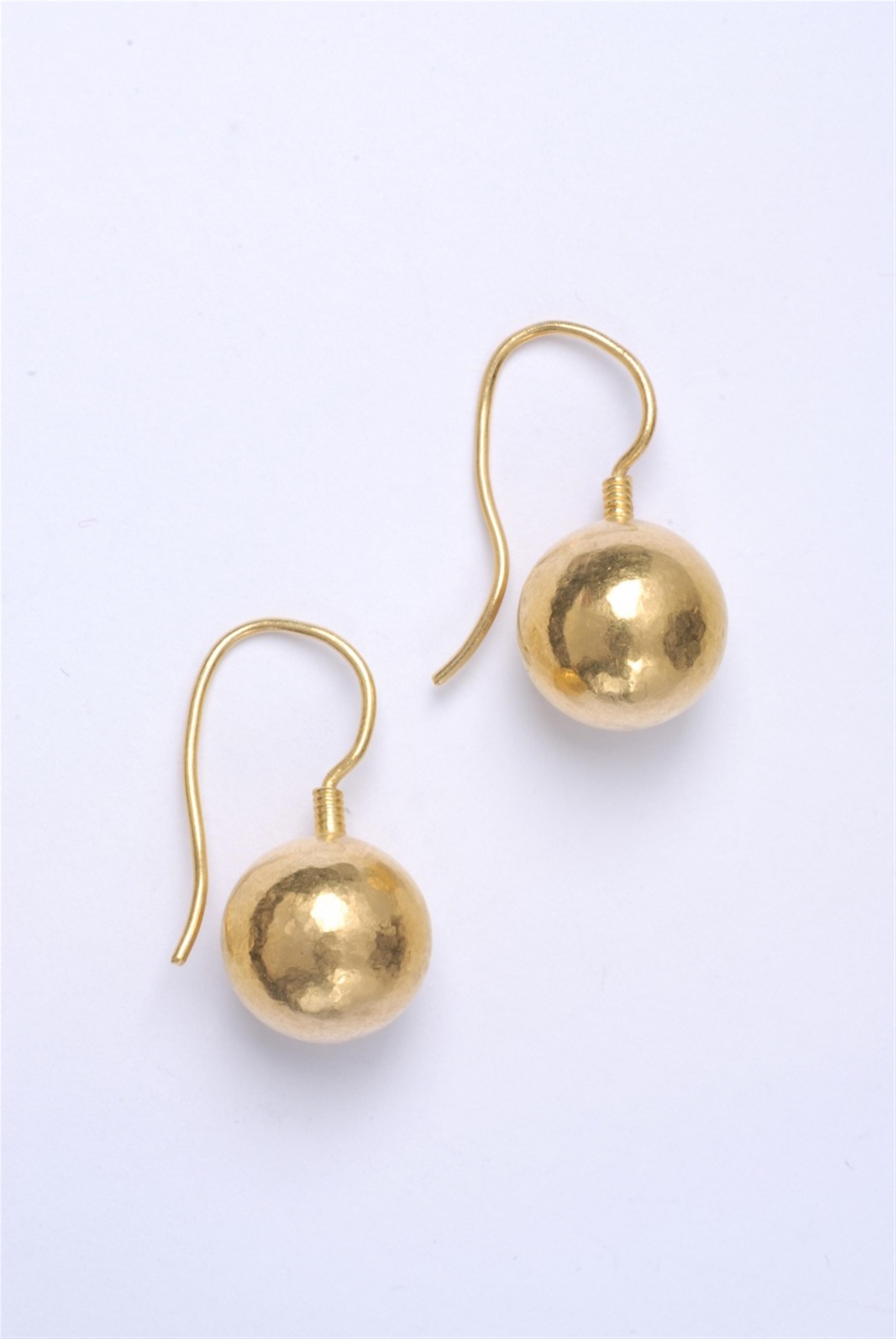 A pair of hand forged 24k gold earrings. - image-1