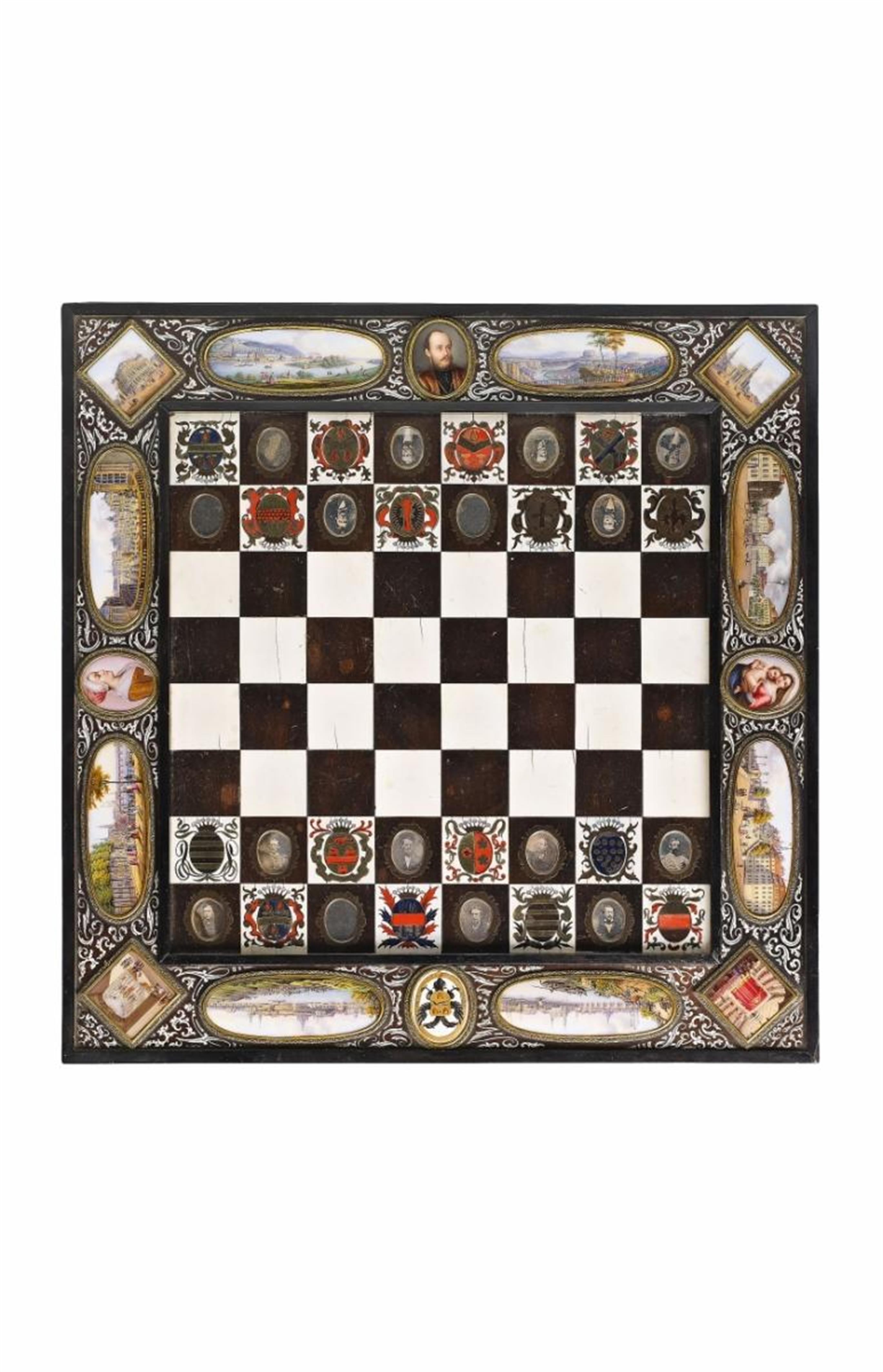 An ebony and ivory inlaid and rosewood veneered Dresden games board. - image-1