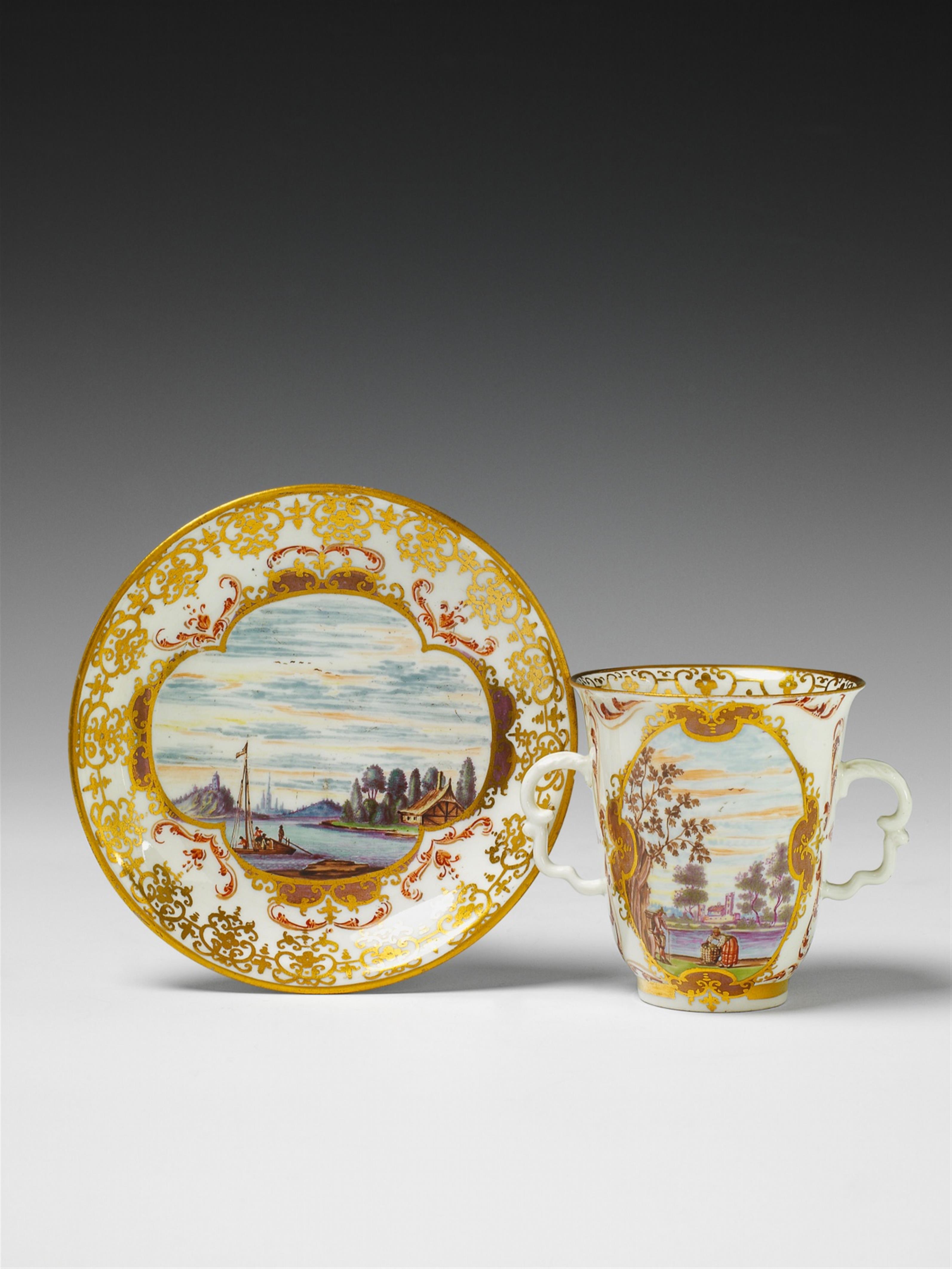 A Meissen porcelain beaker and saucer - image-1