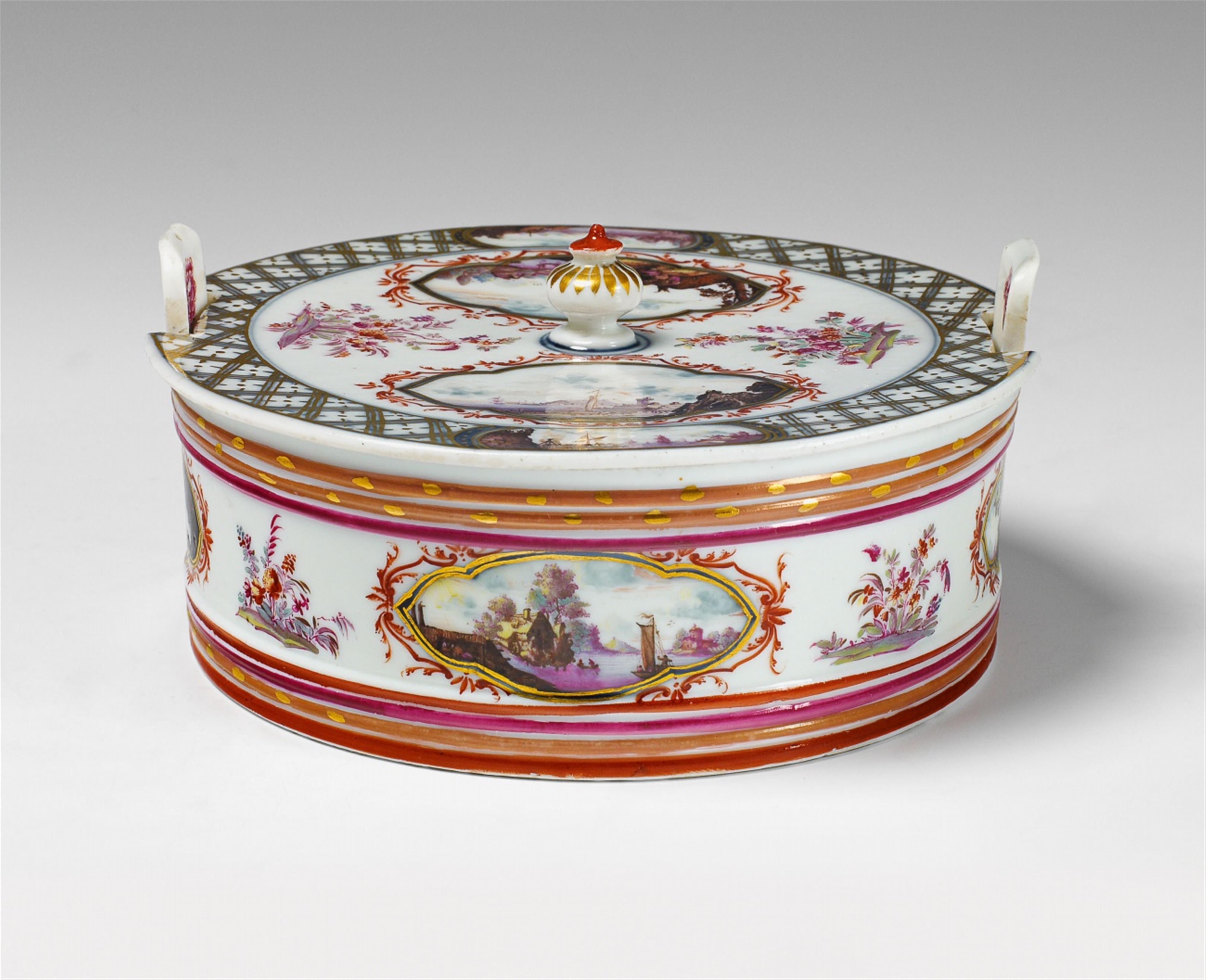 A rare large Meissen porcelain covered butter dish. - image-1