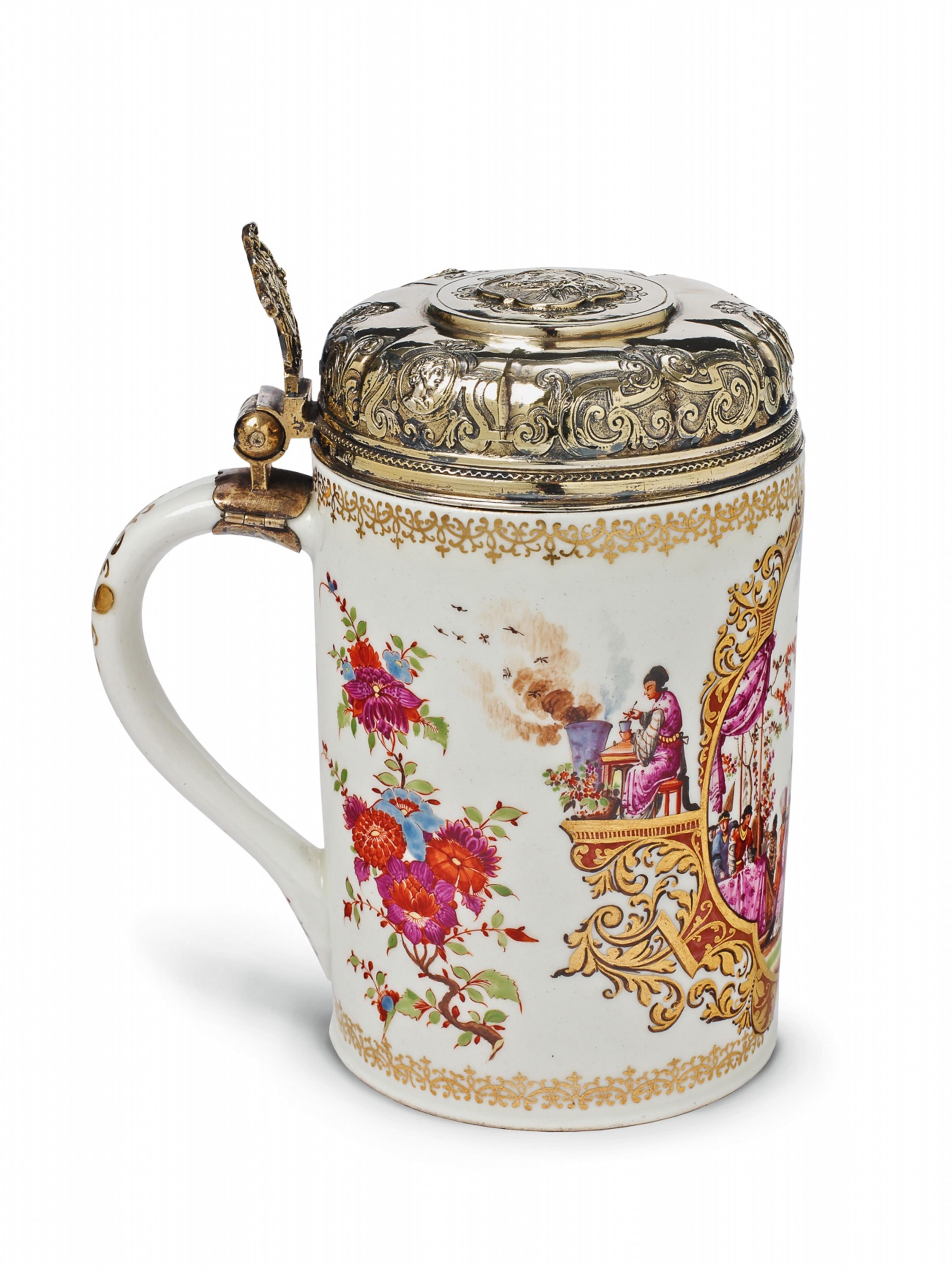 An opulent vermeil mounted Meissen porcelain tankard. - image-3