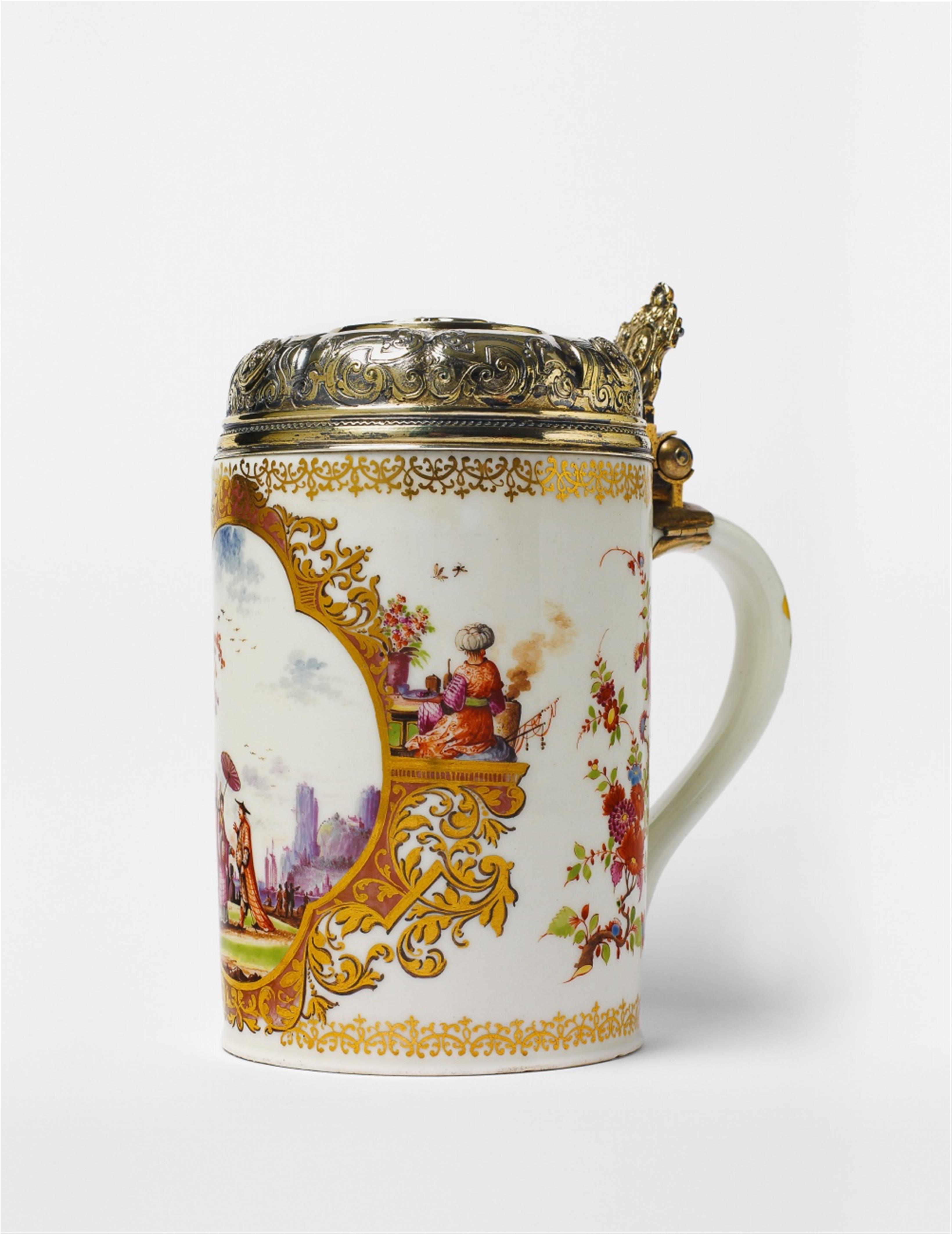 An opulent vermeil mounted Meissen porcelain tankard. - image-8