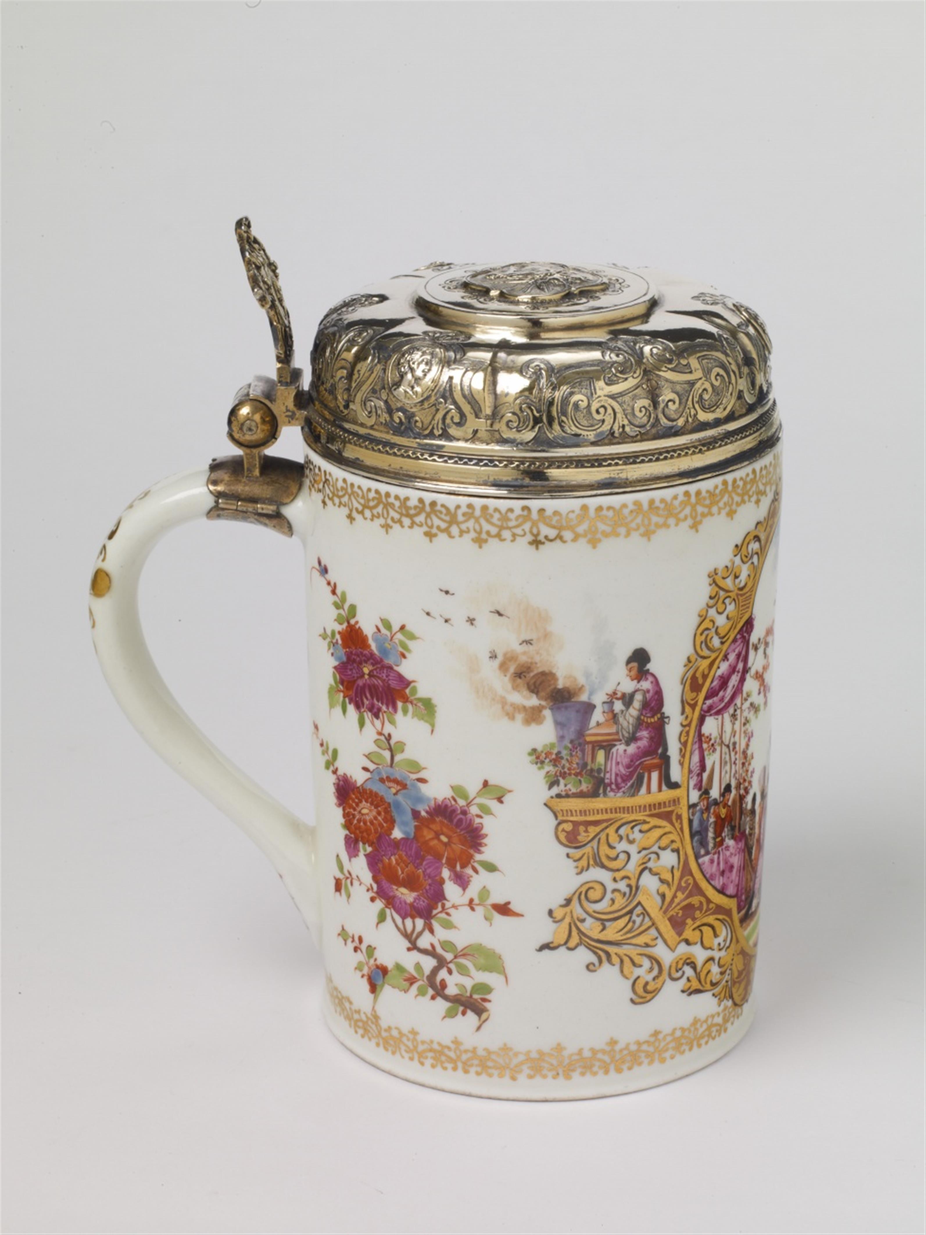 An opulent vermeil mounted Meissen porcelain tankard. - image-11