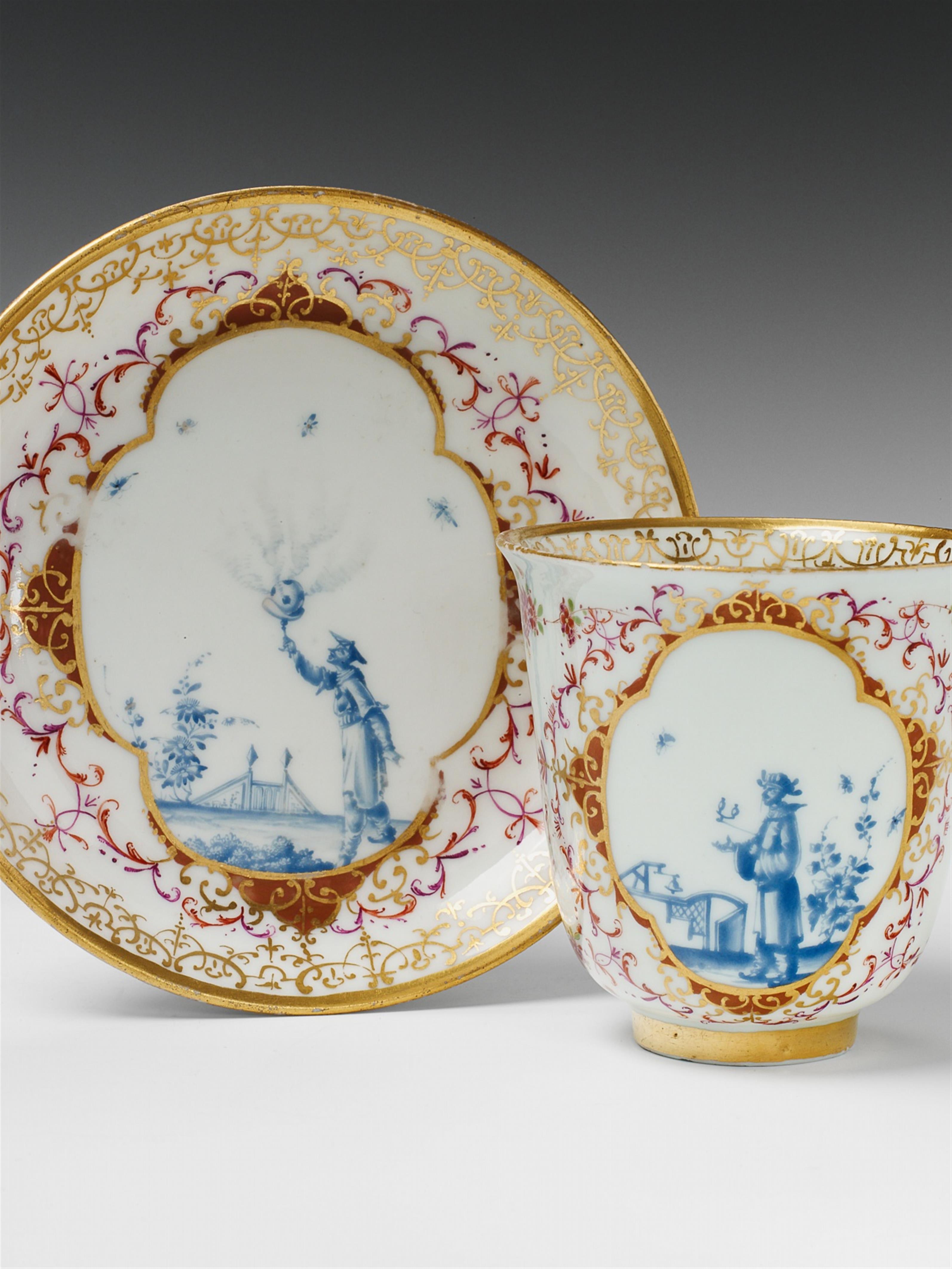 A rare Meissen porcelain beaker and saucer with - image-1