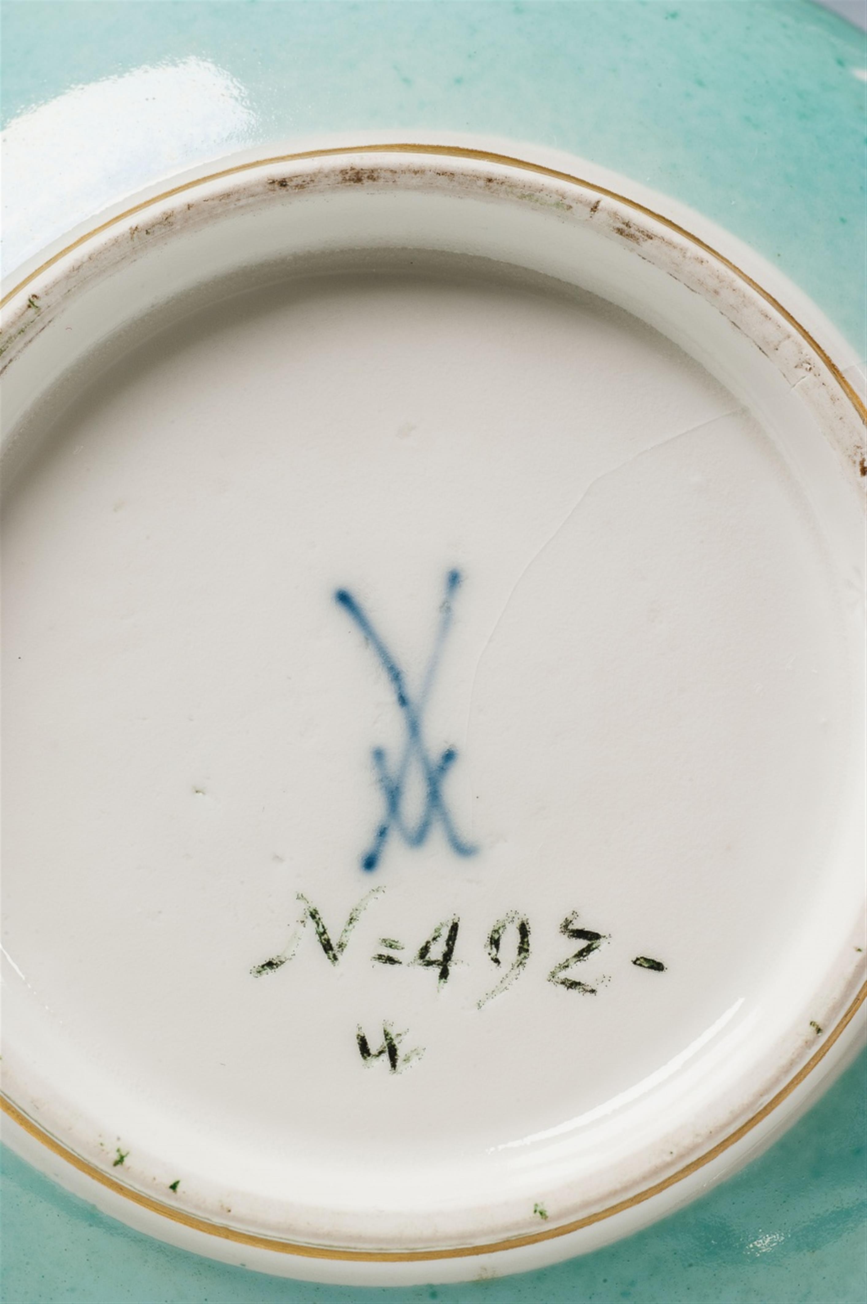 A Meissen porcelain teabowl and saucer with a palace inventory number. - image-2