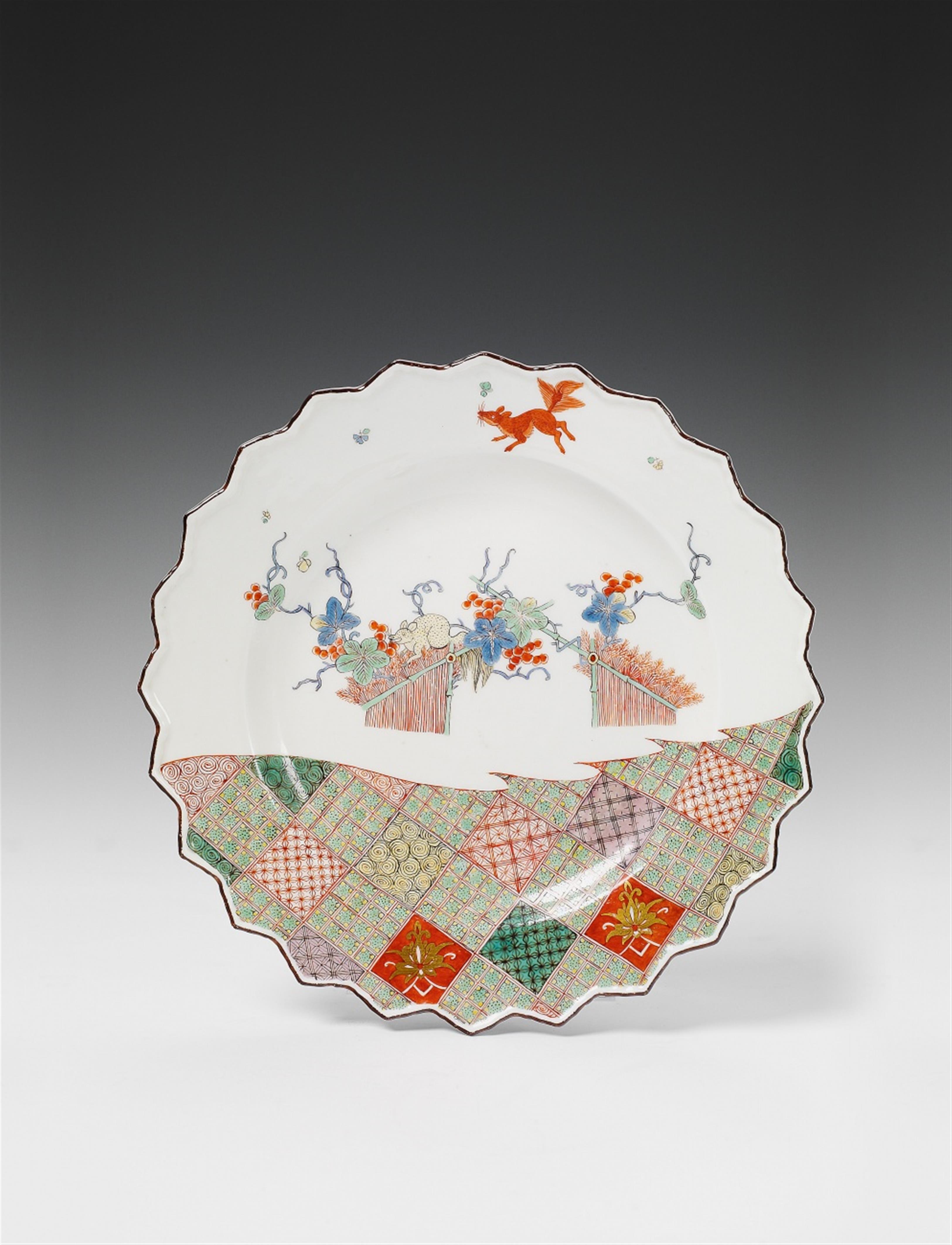 A Meissen porcelain plate with brocade pattern decor. - image-1