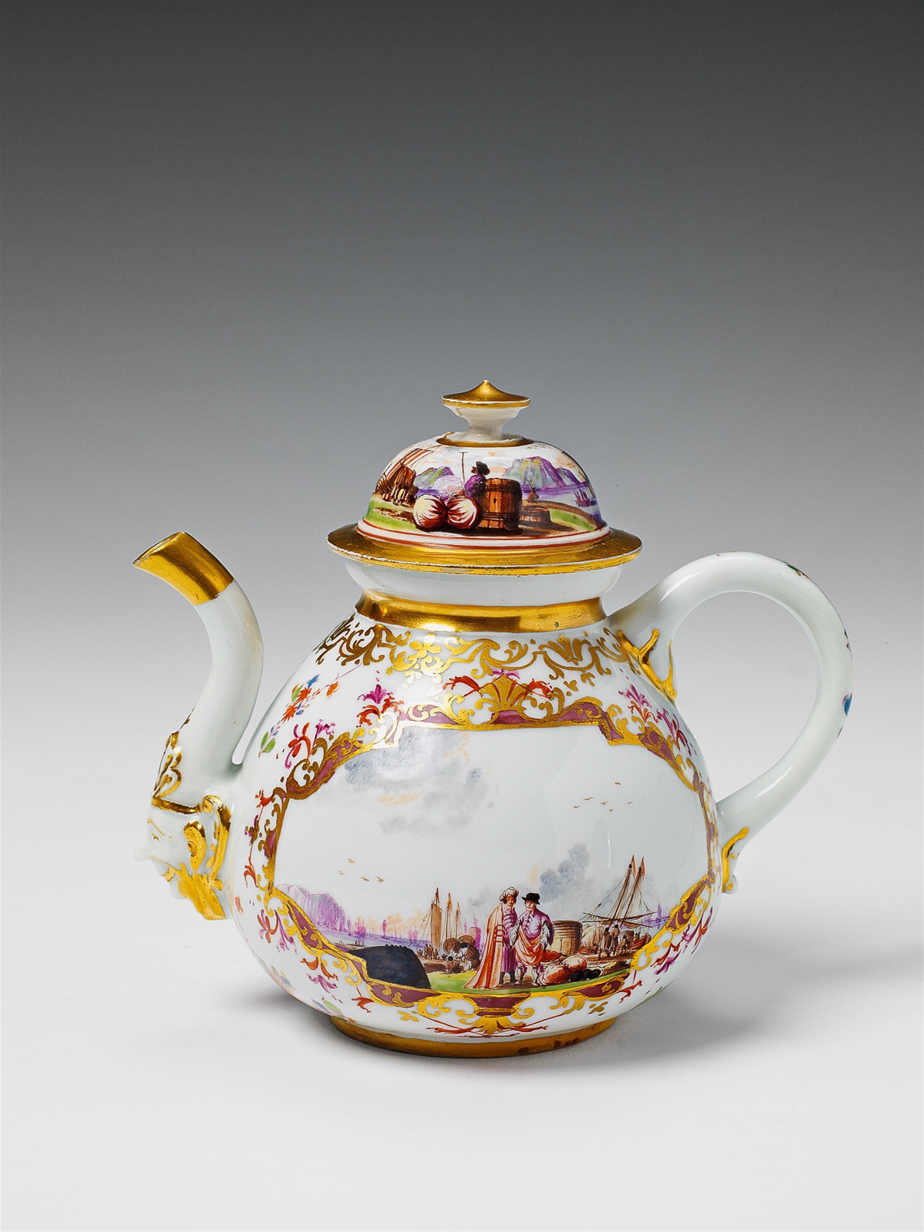 A Meissen porcelain teapot and cover with - image-1