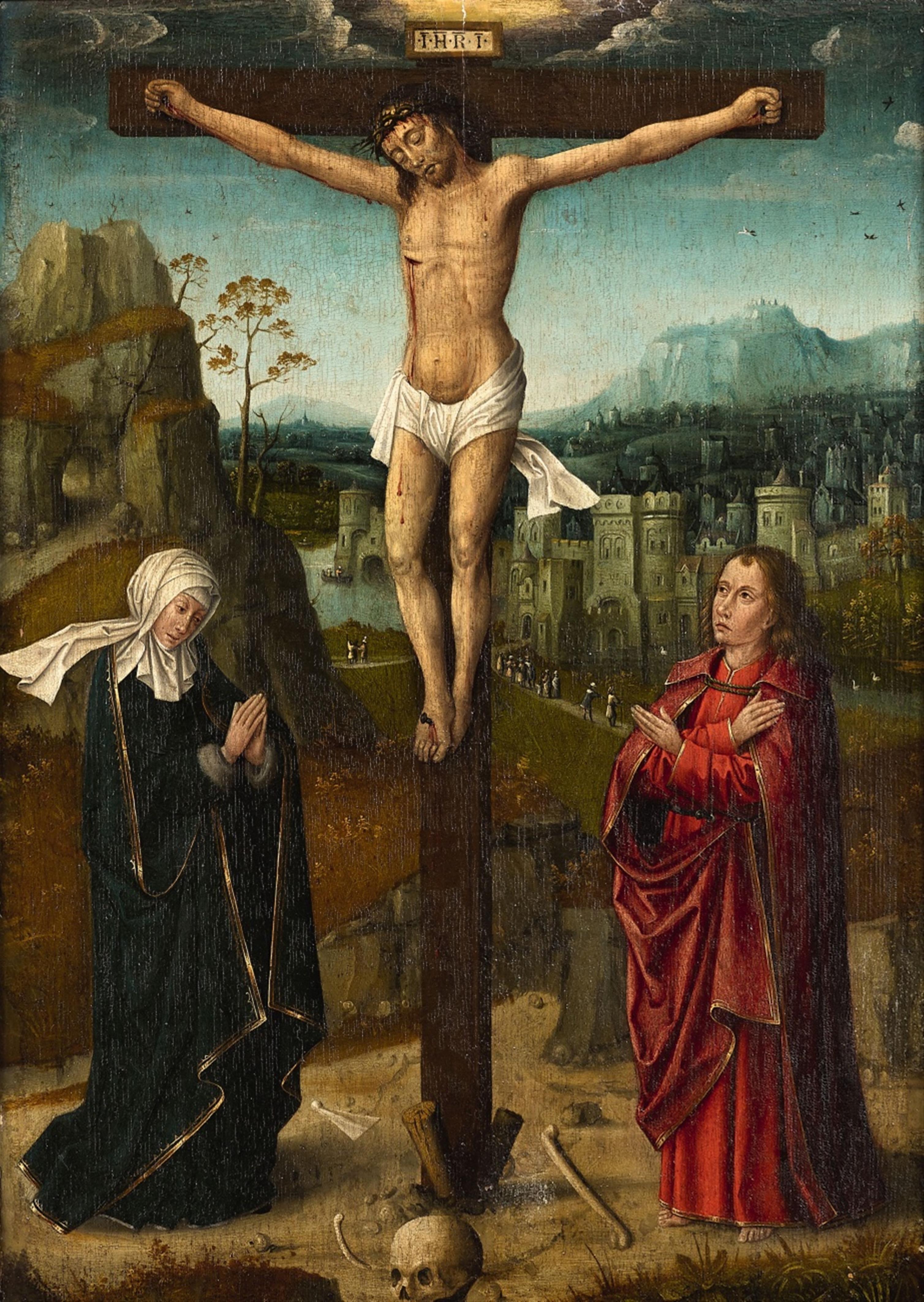 Bruges School ca. 1510/20 - Christ on the Cross with the Virgin and Saint John - image-1
