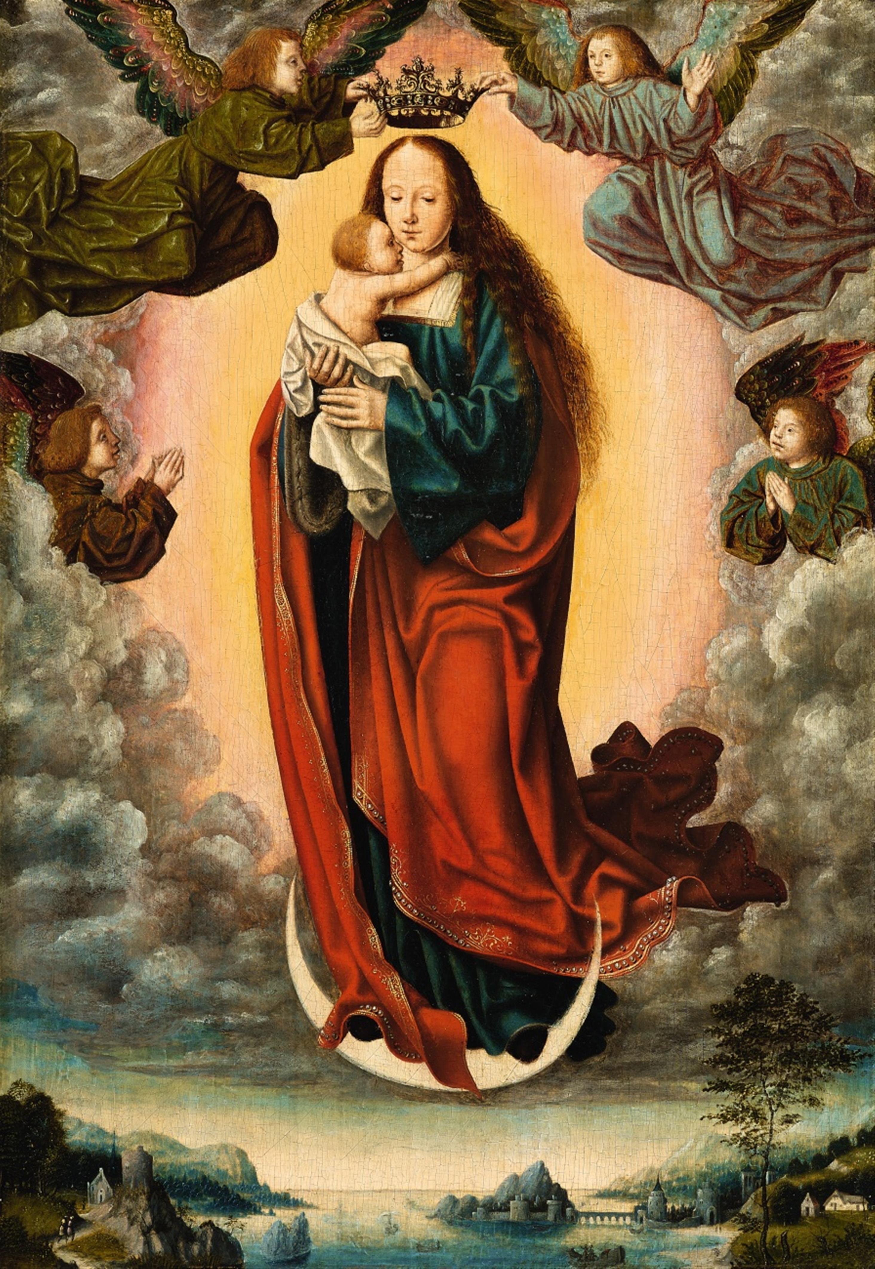 Antwerp School around 1520/1525 - The Virgin on the Crescent Crowned by Angels - image-1
