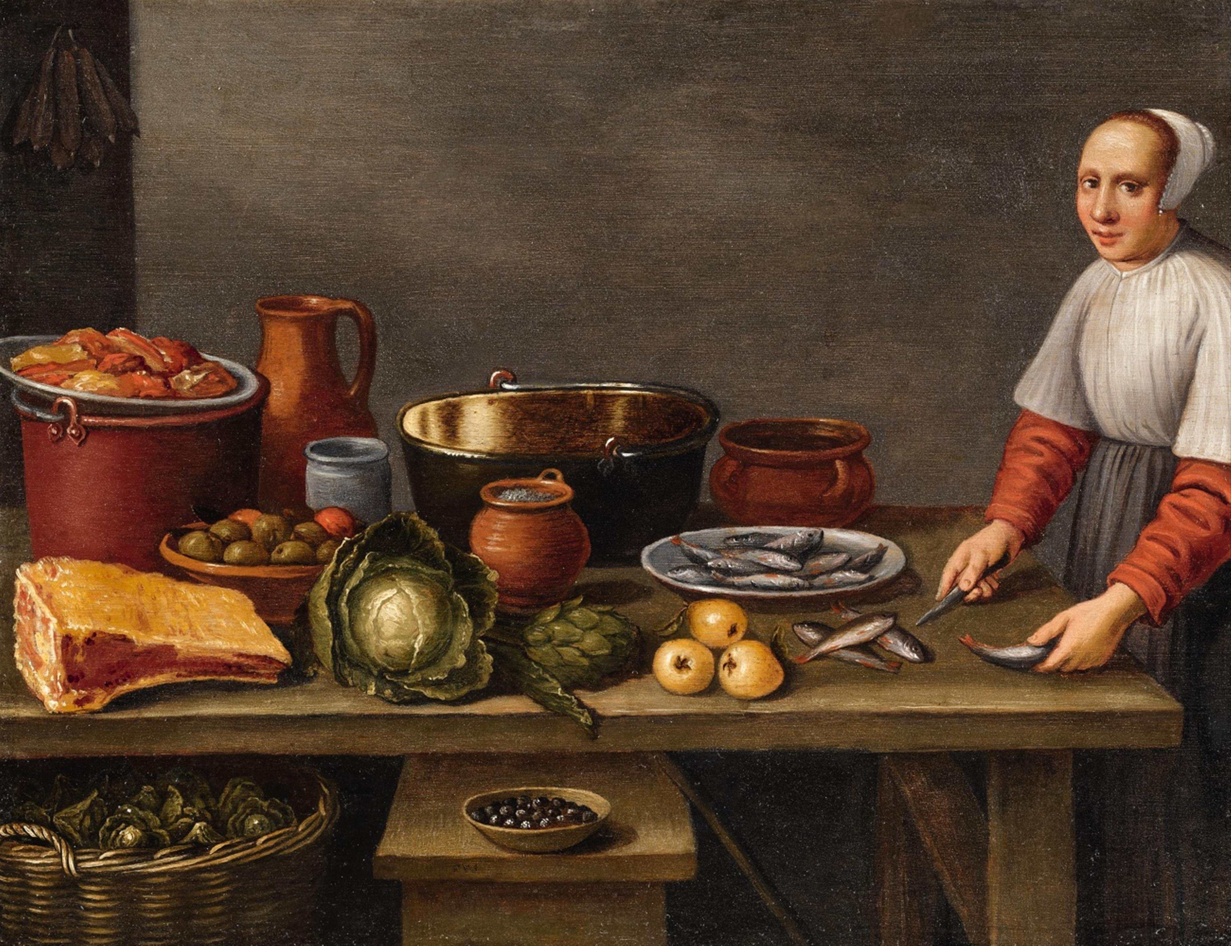 Floris van Schooten - A Small Kitchen Scene - image-1