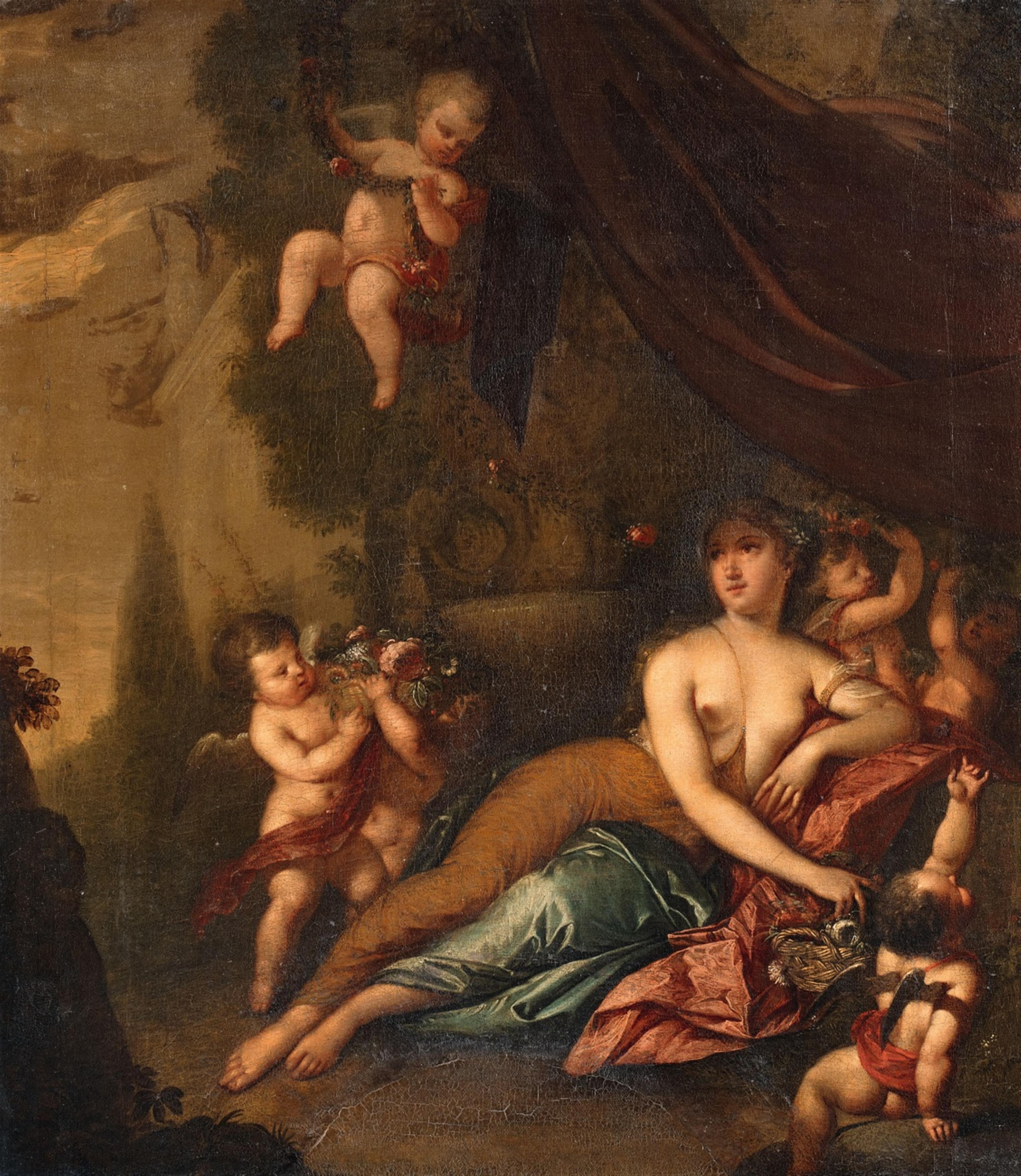 Gerard Hoet, attributed to - Flora with Putti in a Landscape - image-1