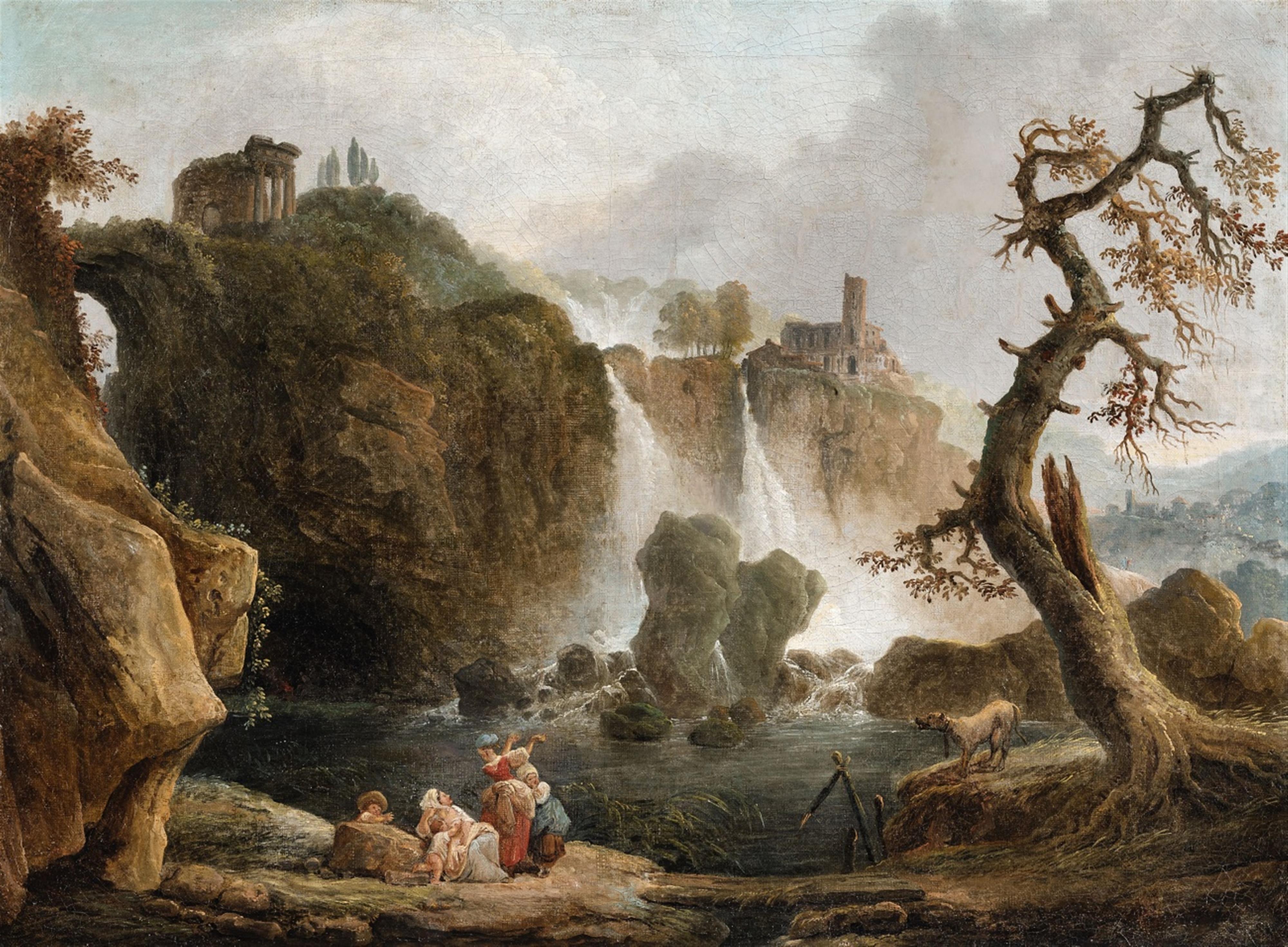 Claude-Joseph Vernet, circle of - A Landscape with a Waterfall (possibly Tivoli) - image-1