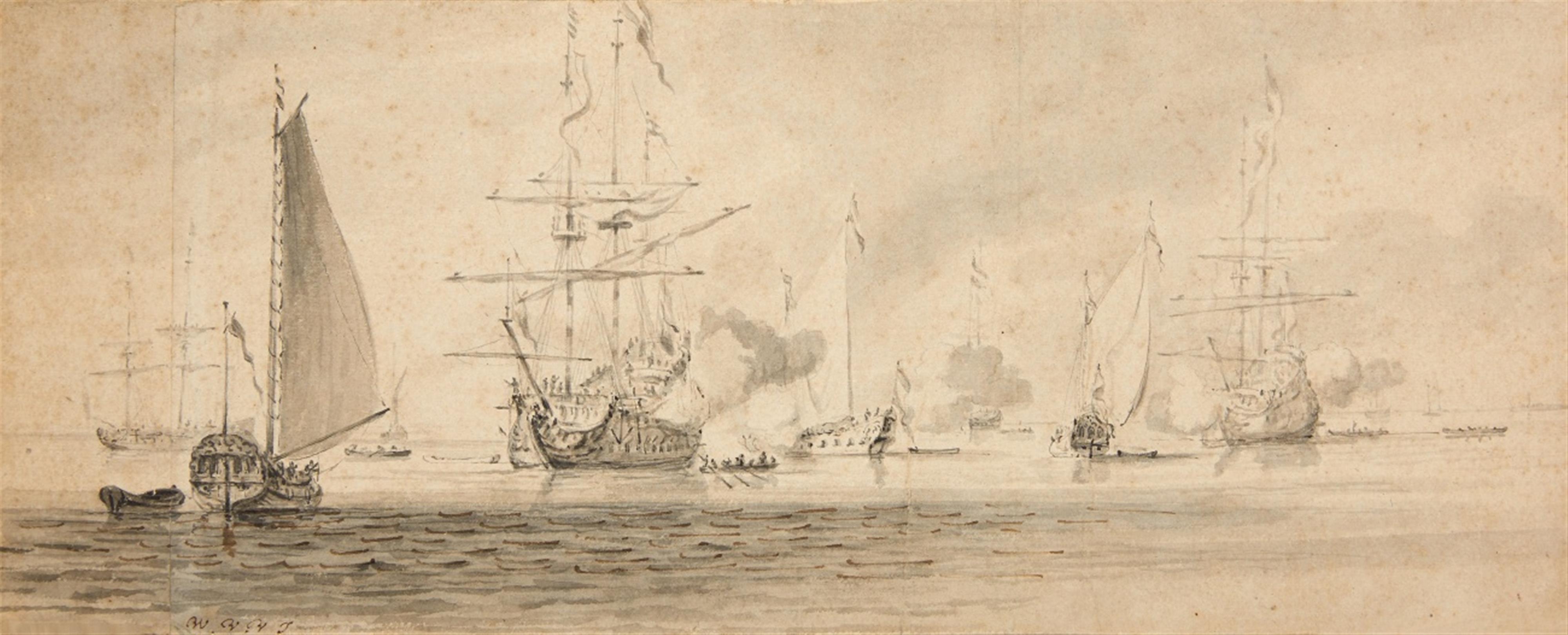 Willem van de Velde d. J. - Vor Anker liegende Segelschiffe - image-1
