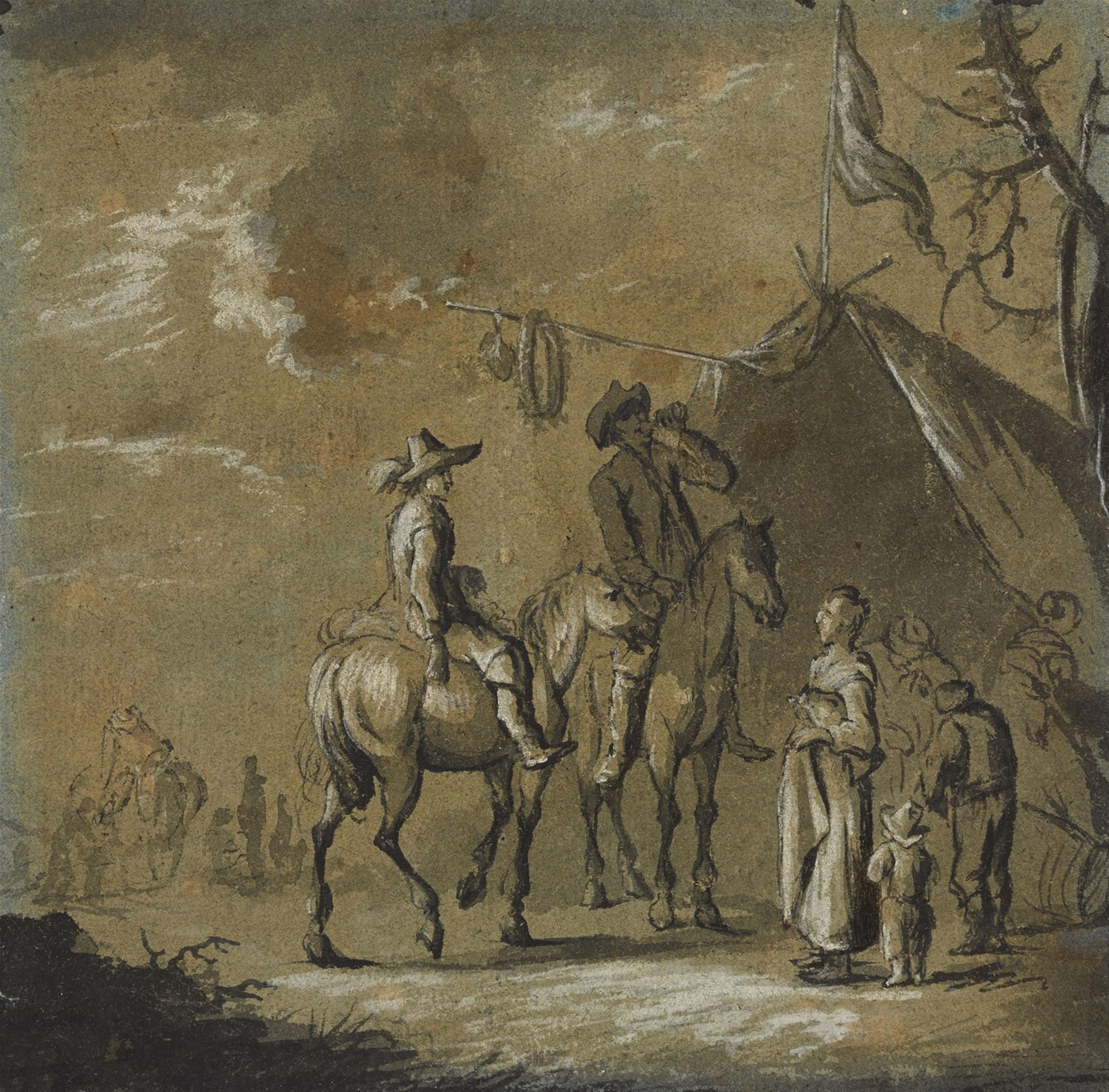 Hendrick Verschuring - Horsemen Before a Tent - image-1