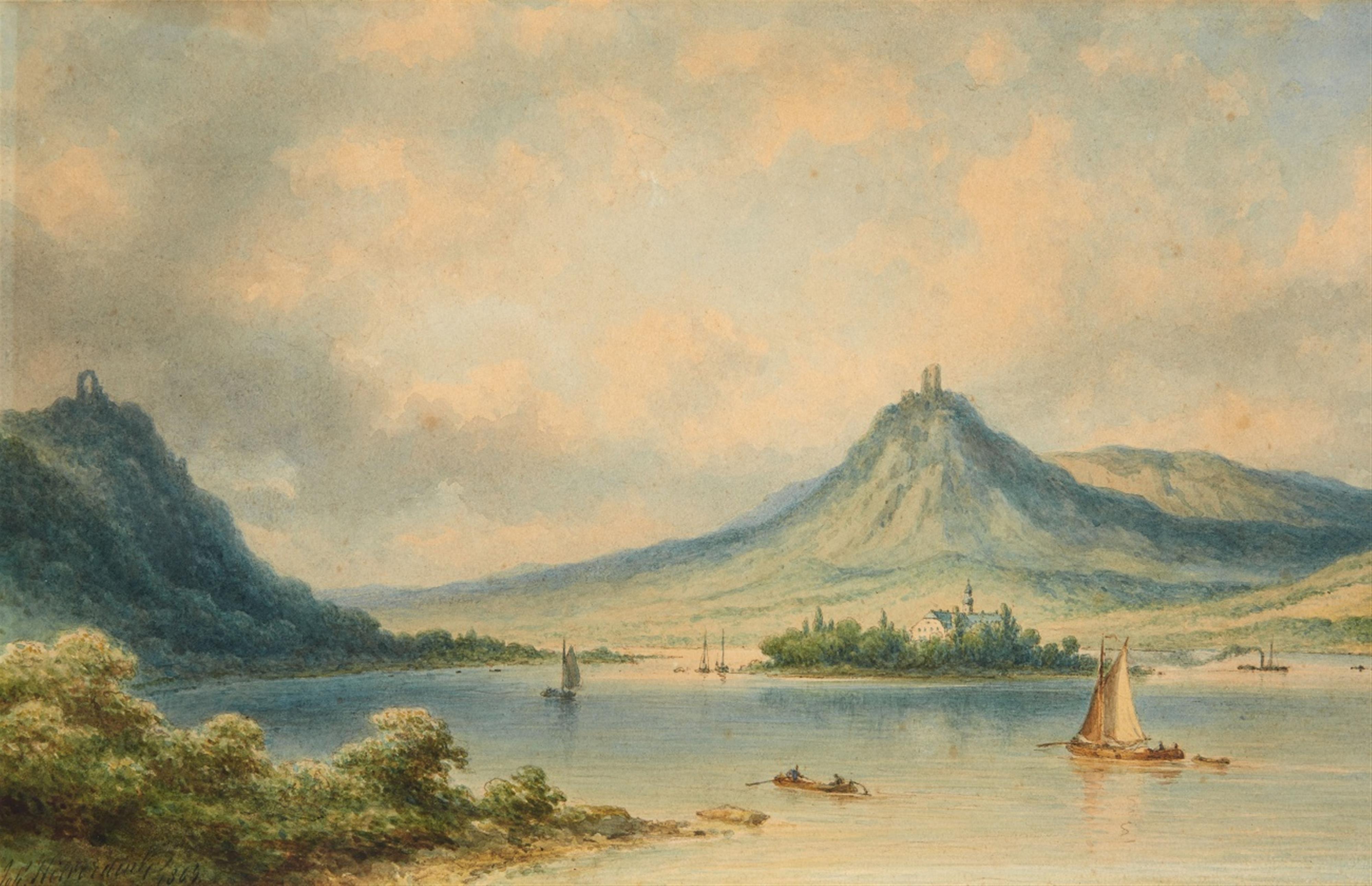 Johannes Hilverdink - A View of the River Rhine with Nonnenwerth - image-1