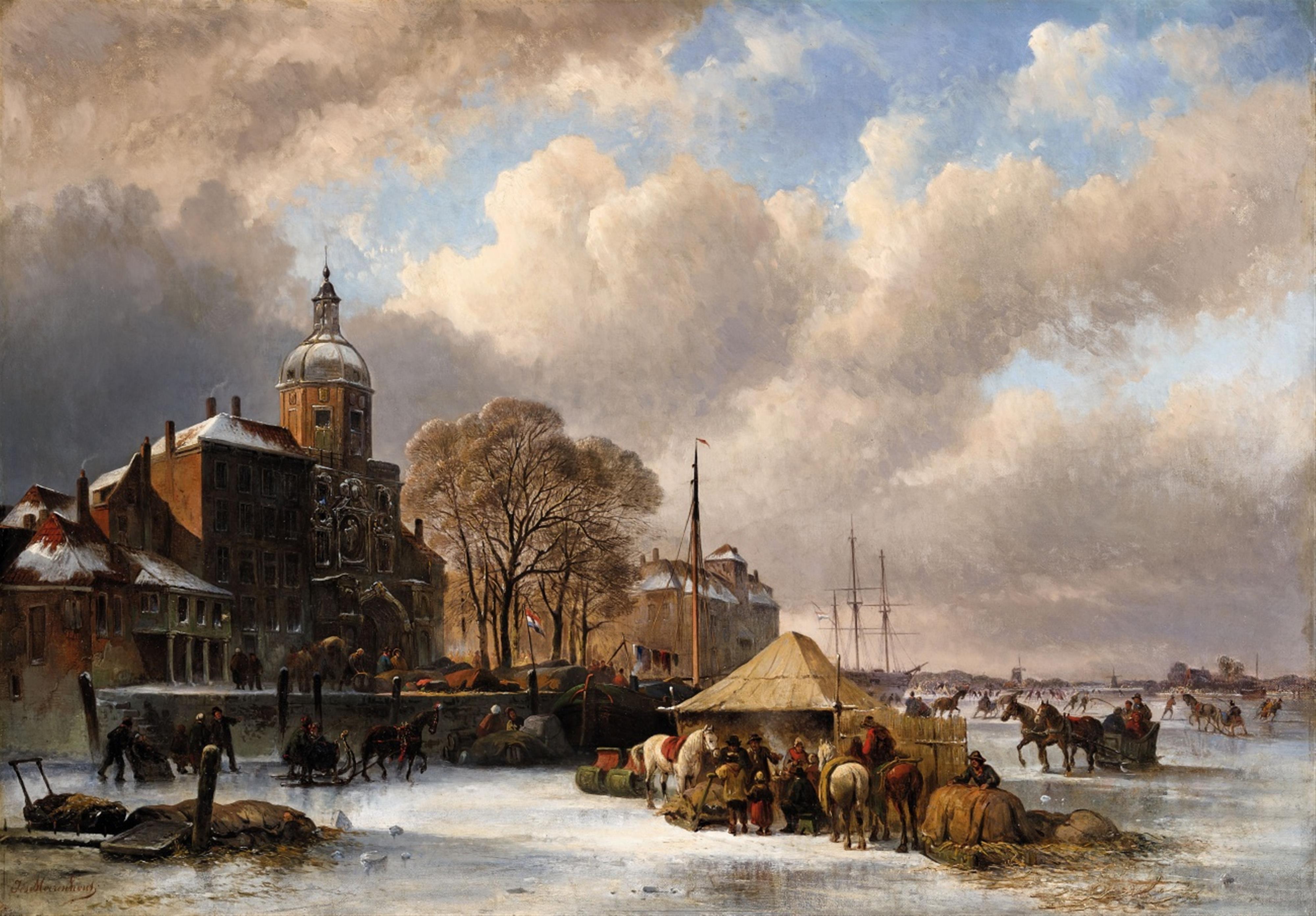 Josephus Jodocus Moerenhout - Ansicht von Dordrecht mit dem Stadttor am Groothoofd - image-1