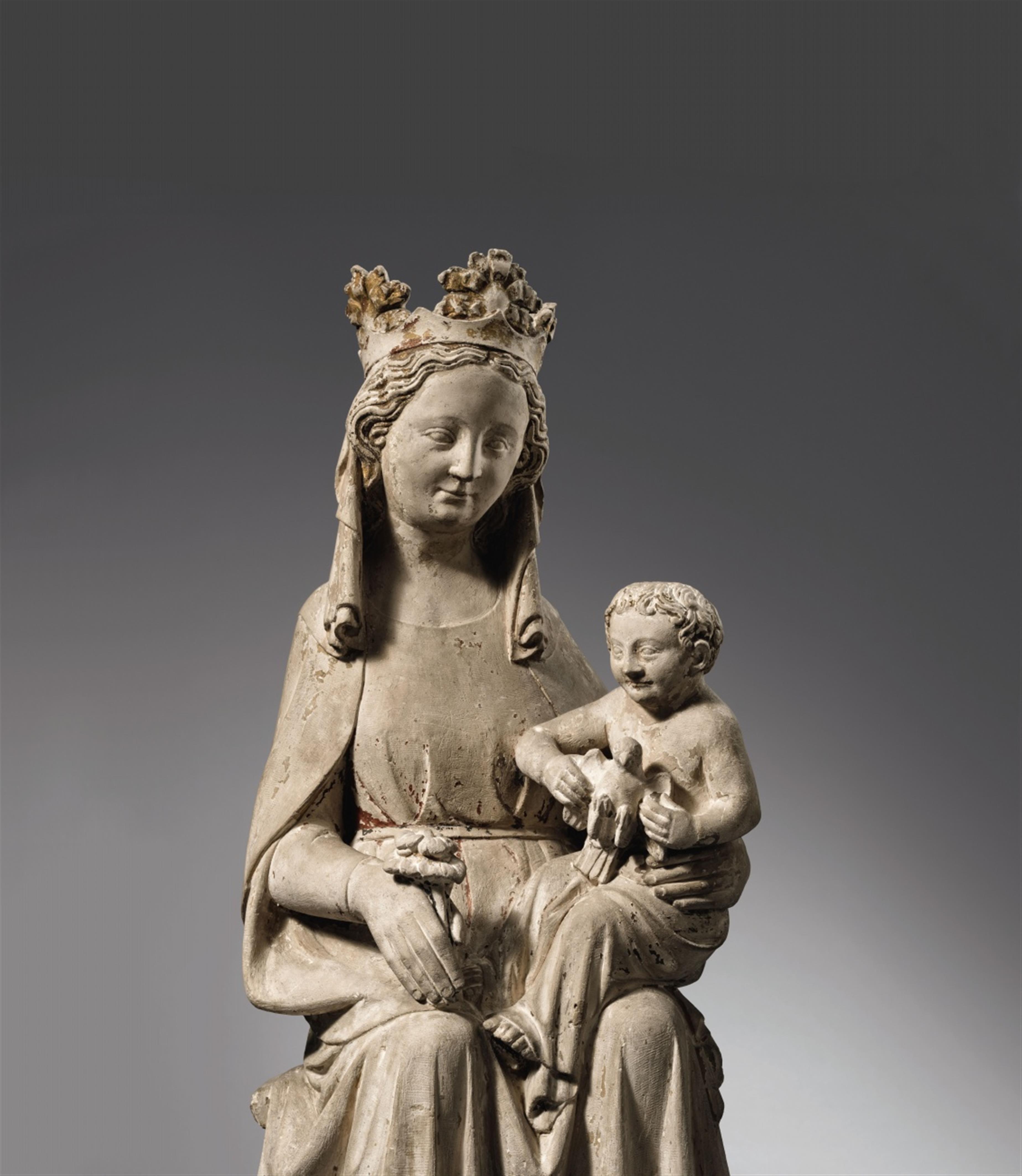 Northern France ca. 1360/1380 - A Northern French carved limestone figure of the Virgin enthroned, circa 1360/1380. - image-2