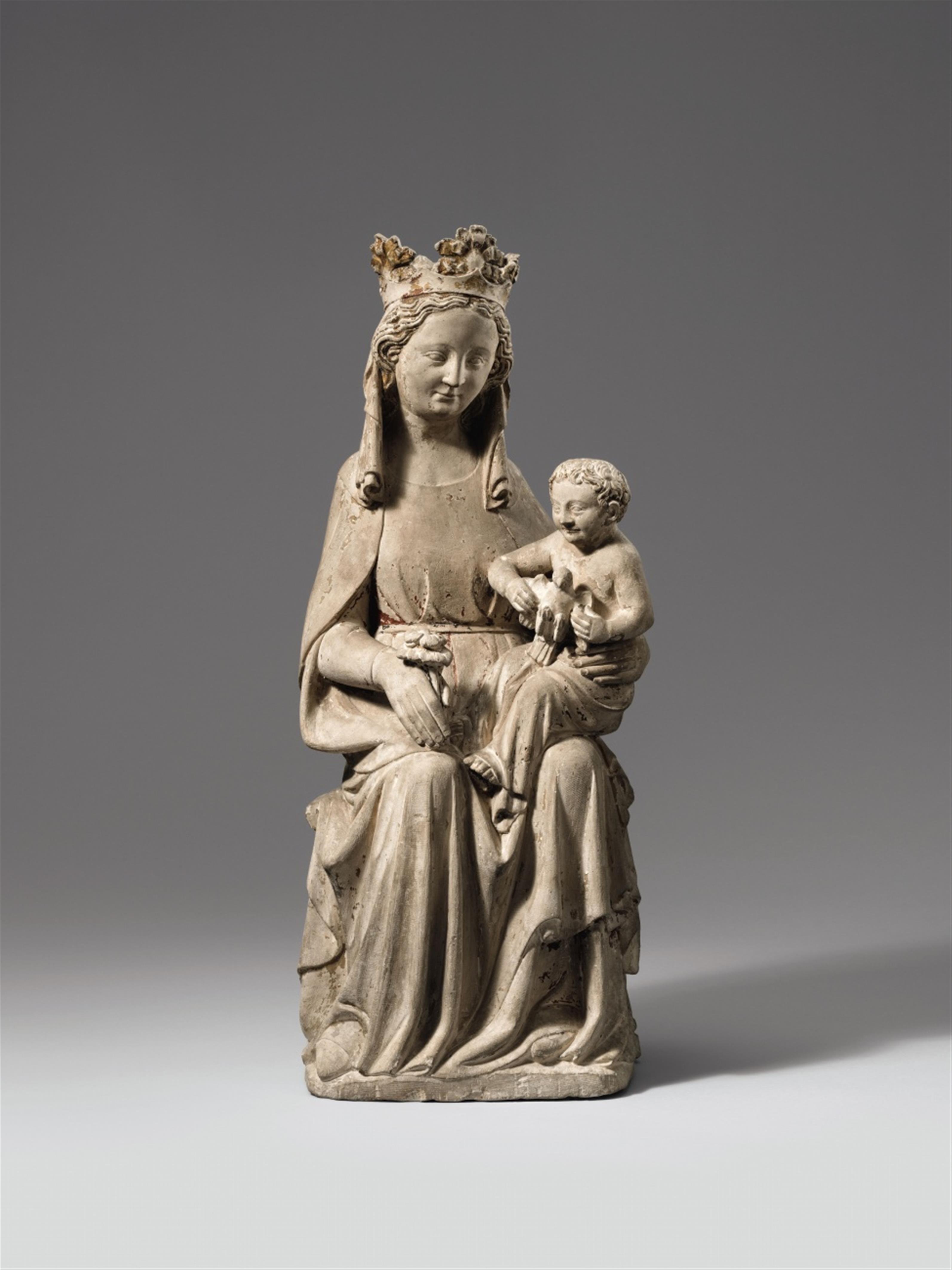 Northern France ca. 1360/1380 - A Northern French carved limestone figure of the Virgin enthroned, circa 1360/1380. - image-1