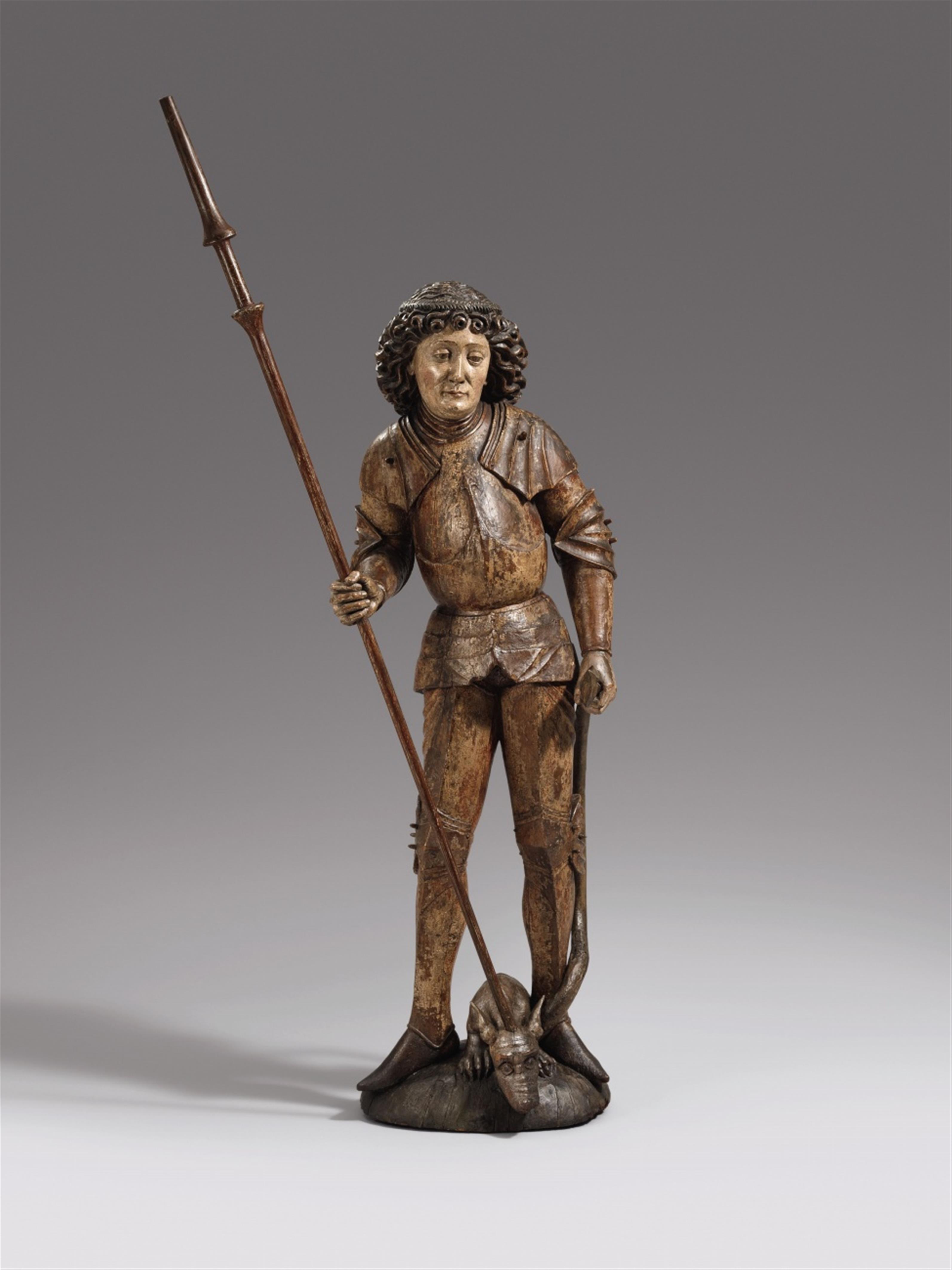 Bavaria or Tyrol 2nd half 15th C. - A carved wooden figure of St. George, Bavarian or Tyrolese, second half 15th century. - image-1