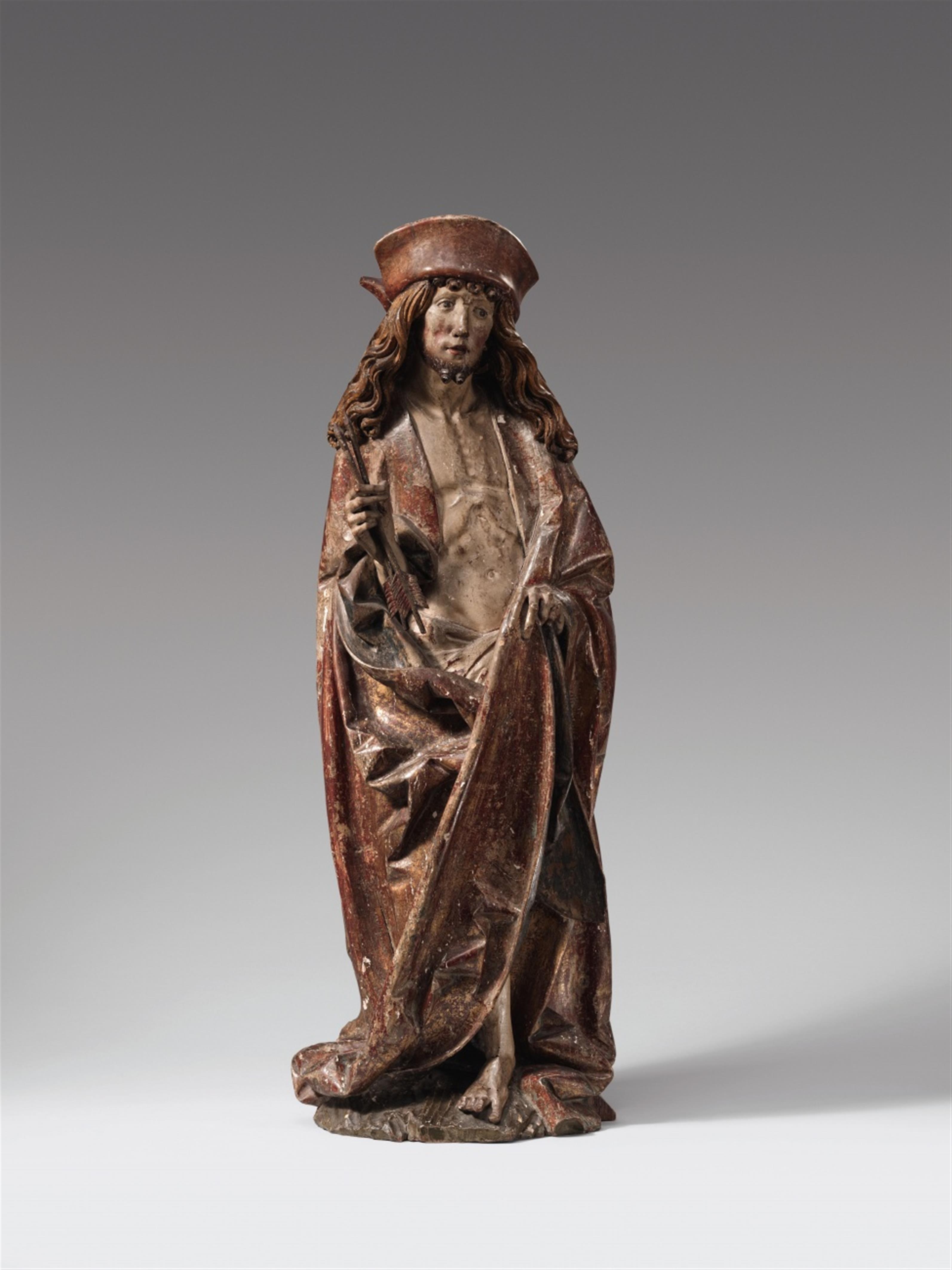 Ulm ca. 1500 - An Ulm carved limewood figure of St. Sebastian, circa 1500. - image-1