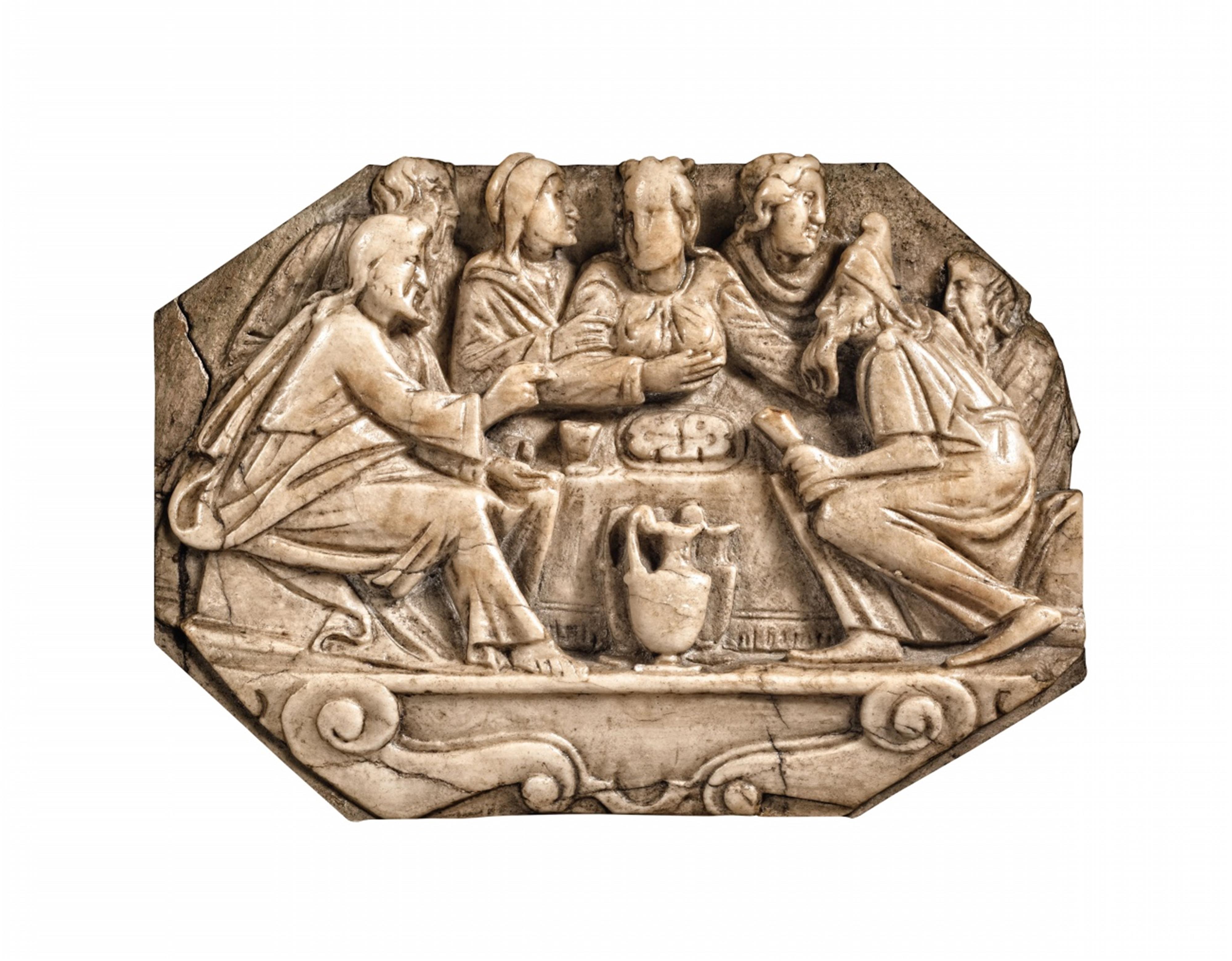 Flemish um 1600 - A Flemish alabaster relief of the Marriage at Cana, circa 1600. - image-1