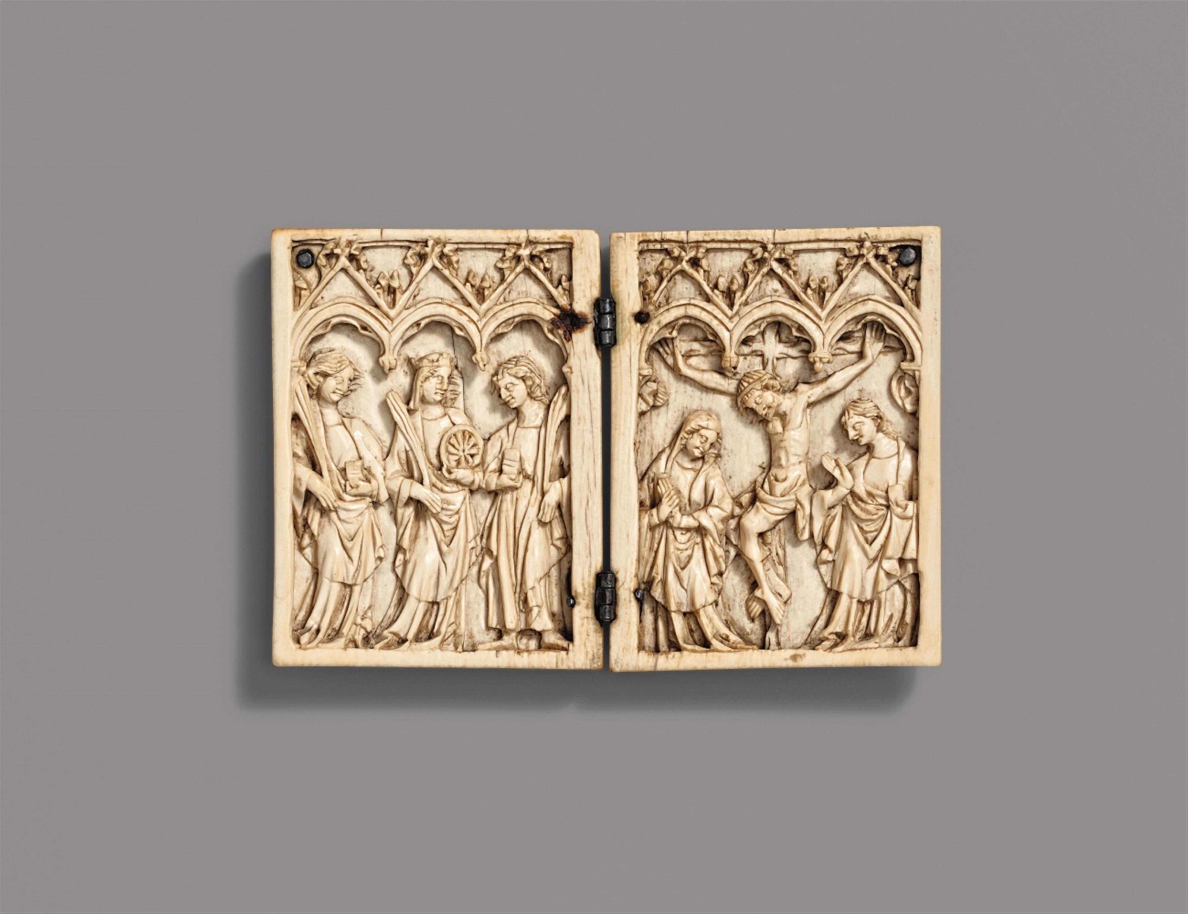 Northern France 2nd half 14th century - A Northern French carved ivory diptych, 2nd half 14th century. - image-1